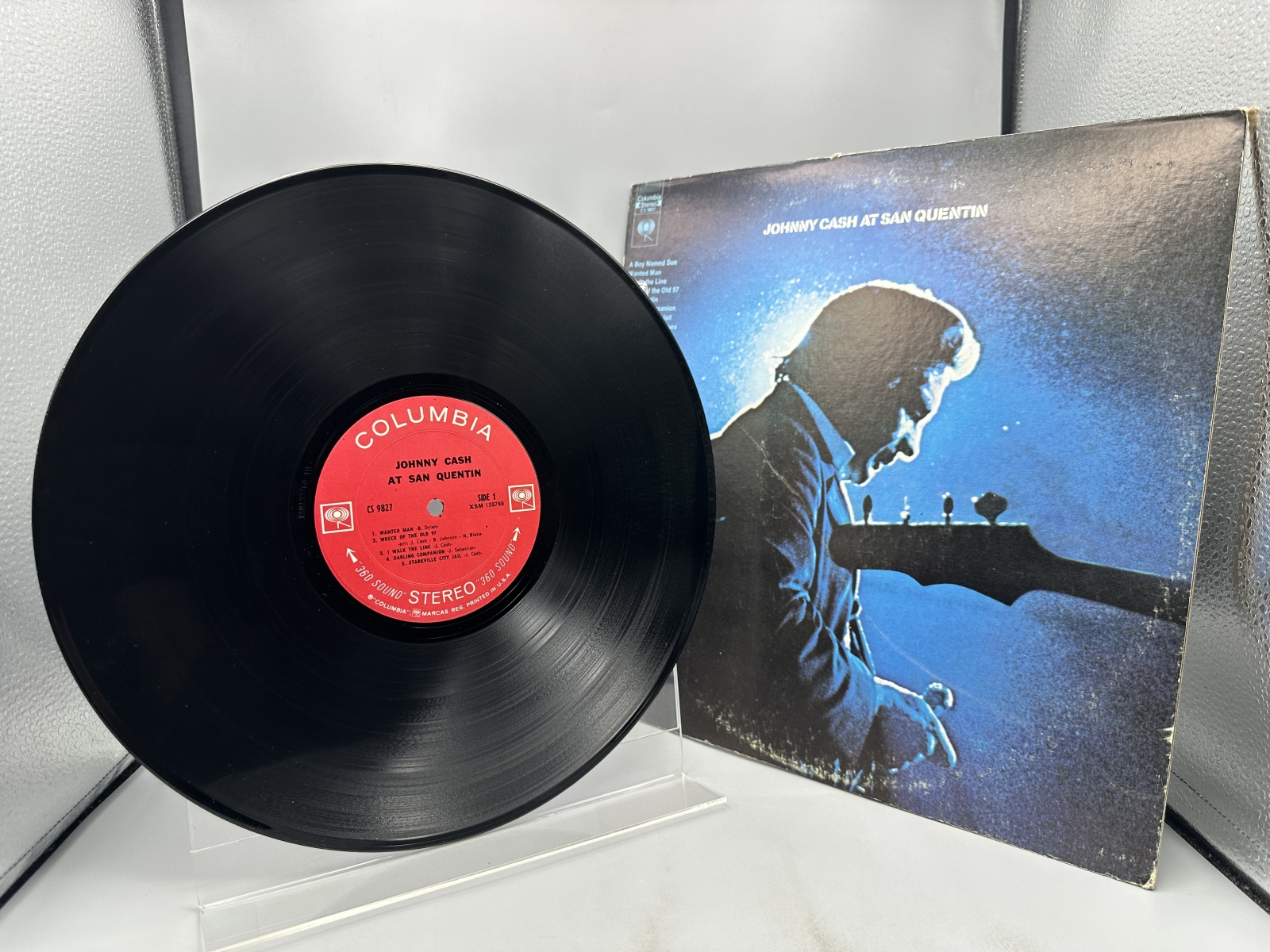 Columbia Records Johnny Cash At San Quentin Vinyl Album LP (1969) CS 9827 - Early 2-Eye Stereo Pressing - Original Promotional Inner Sleeve