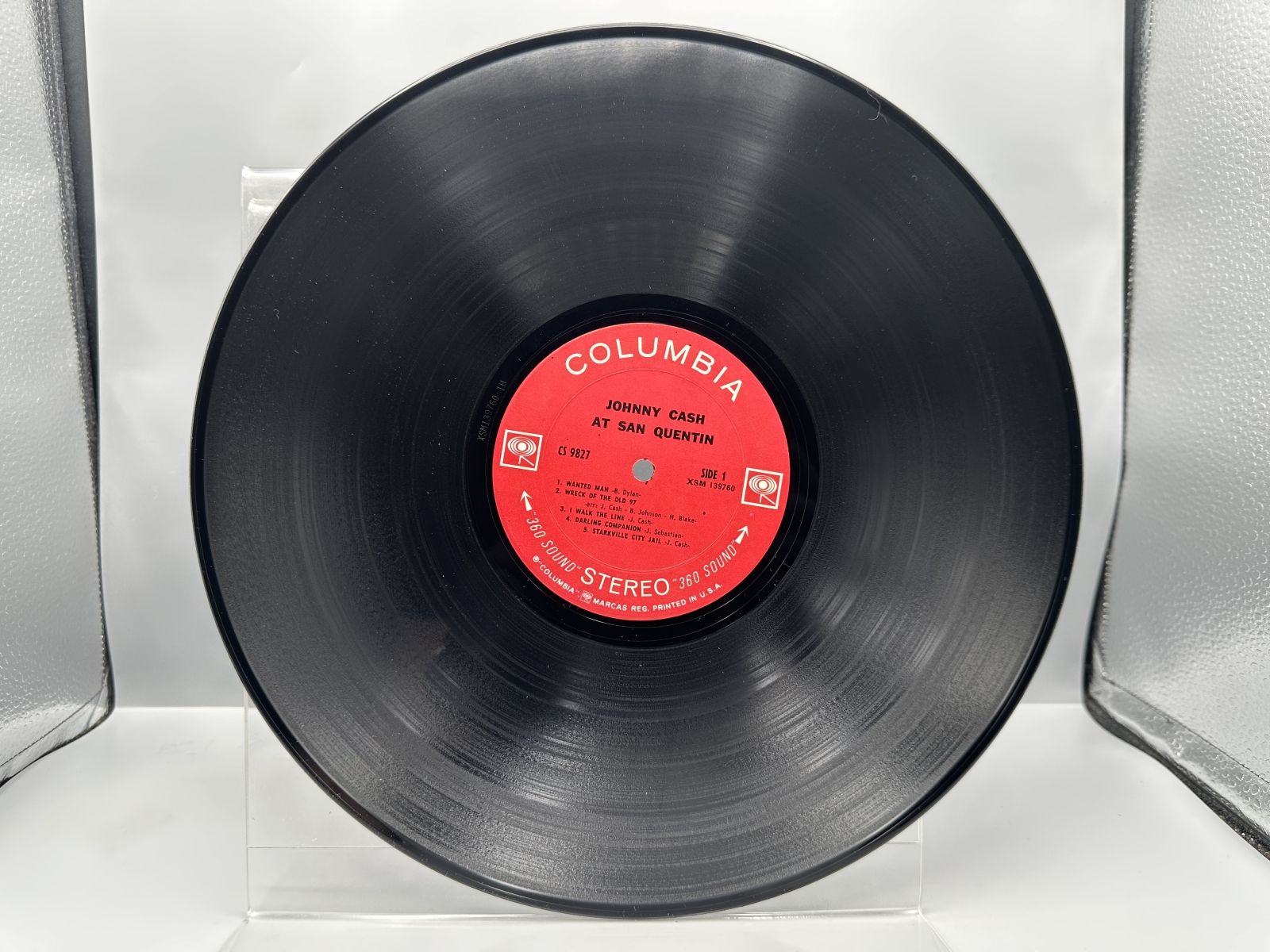 Columbia Records Johnny Cash At San Quentin Vinyl Album LP (1969) CS 9827 - Early 2-Eye Stereo Pressing - Original Promotional Inner Sleeve