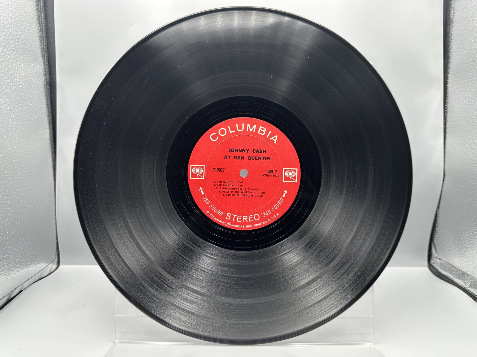 Columbia Records Johnny Cash At San Quentin Vinyl Album LP (1969) CS 9827 - Early 2-Eye Stereo Pressing - Original Promotional Inner Sleeve