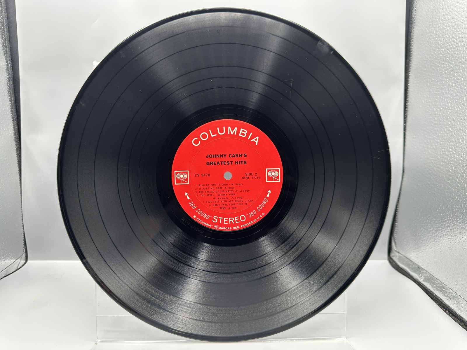 Columbia Records Johnny Cash's Greatest Hits Volume 1 Vinyl Album LP (1967) CS 9478 - Stereo pressing with original inner sleeve