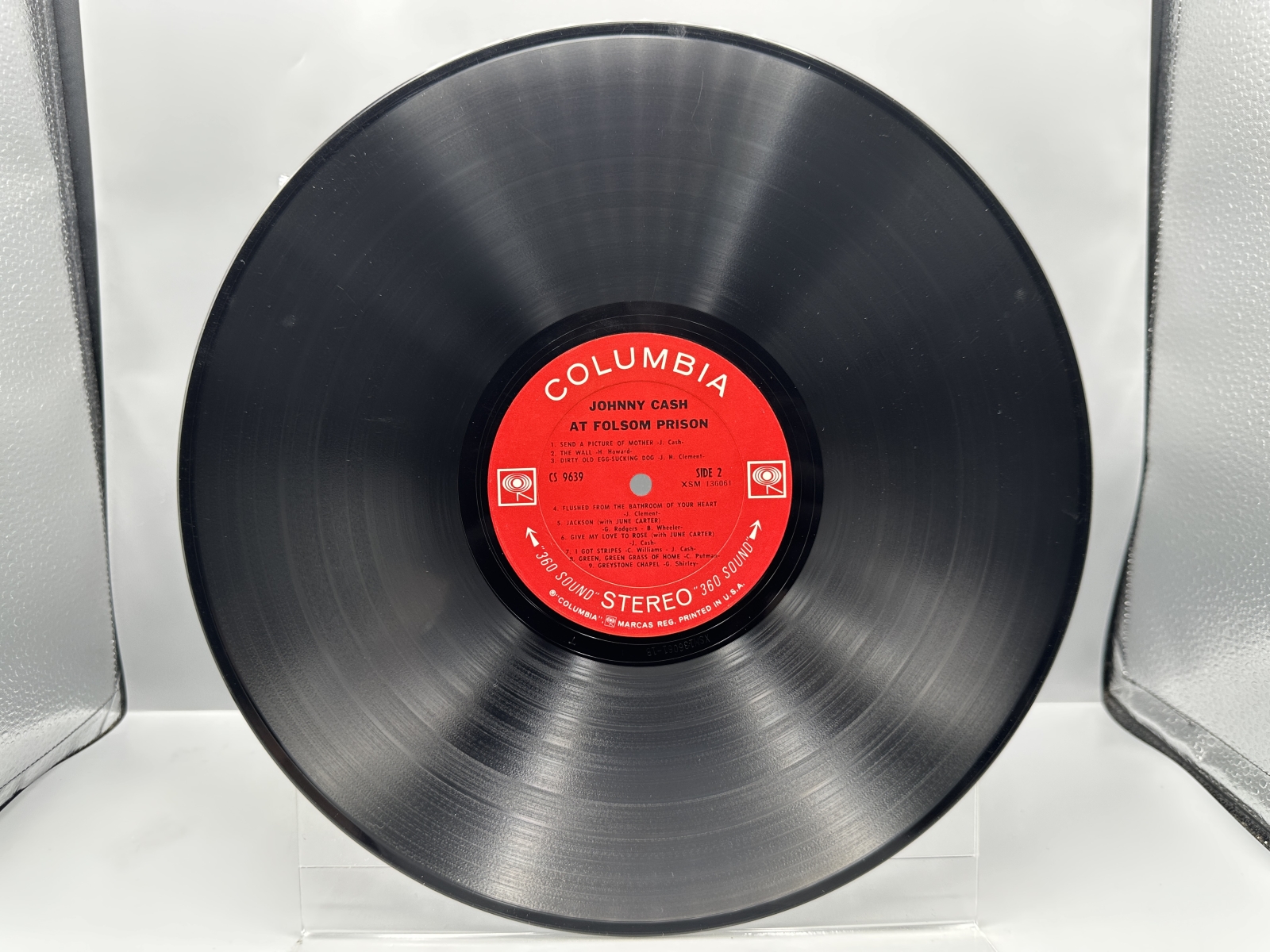 Columbia Records Johnny Cash At Folsom Prison Vinyl Album LP (1968) CS 9639 - US Pressing - Includes original promotional inner sleeve