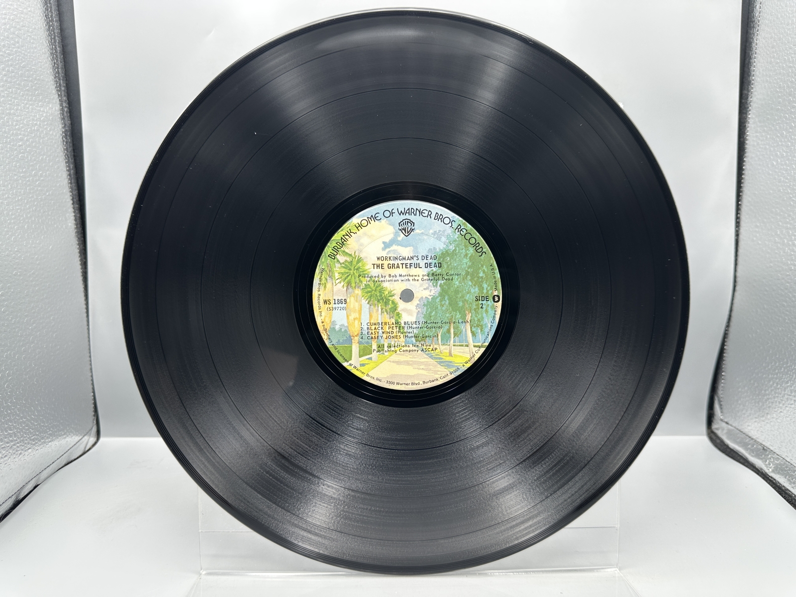 Warner Bros. Records Grateful Dead Workingman's Dead Vinyl Album LP (1973) WS 1869 - Burbank palm tree labels - Includes original printed in