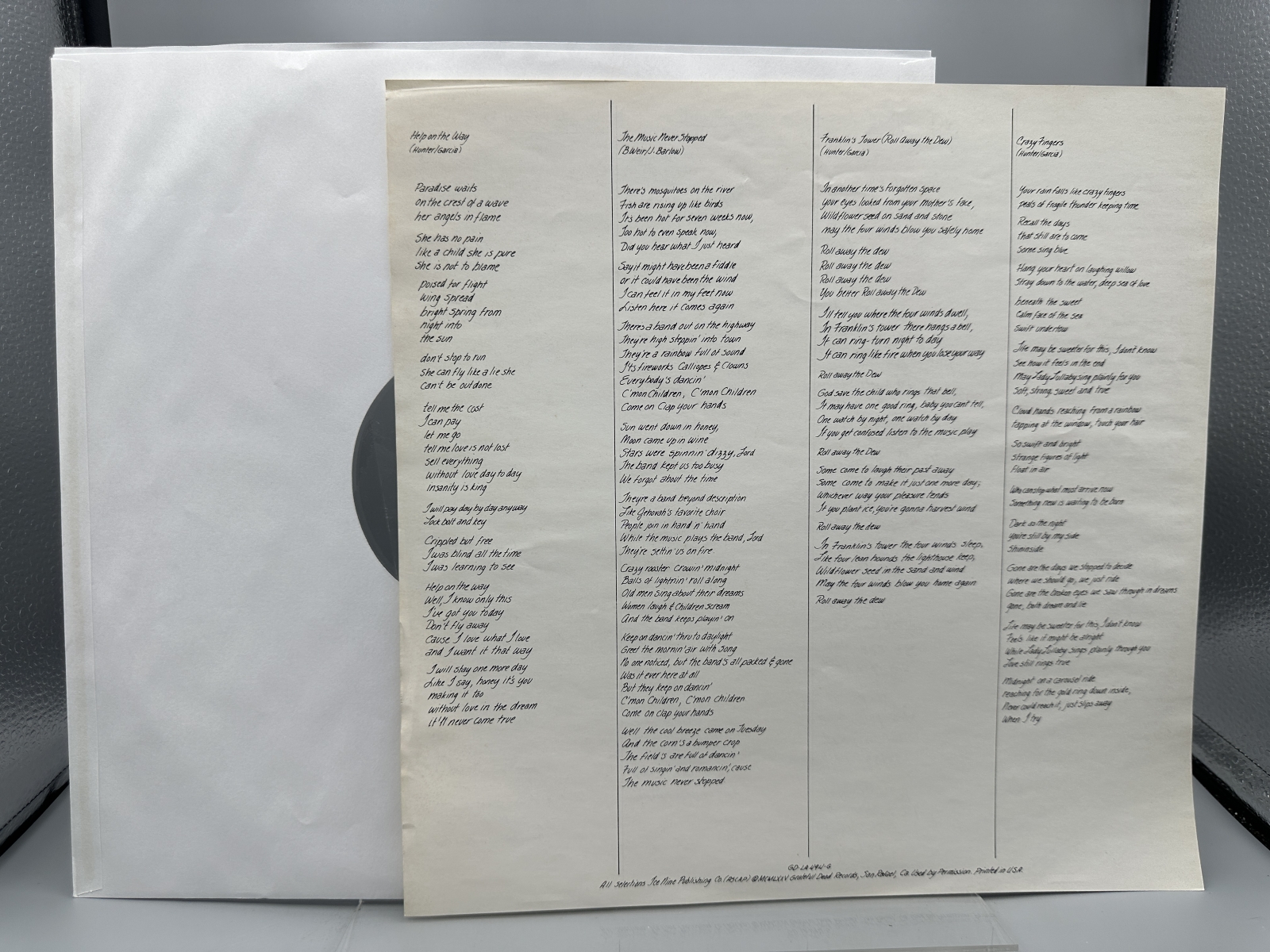 Grateful Dead Records Grateful Dead Blues for Allah Vinyl Album LP (1975) GD-LA494-G - Includes original lyric insert