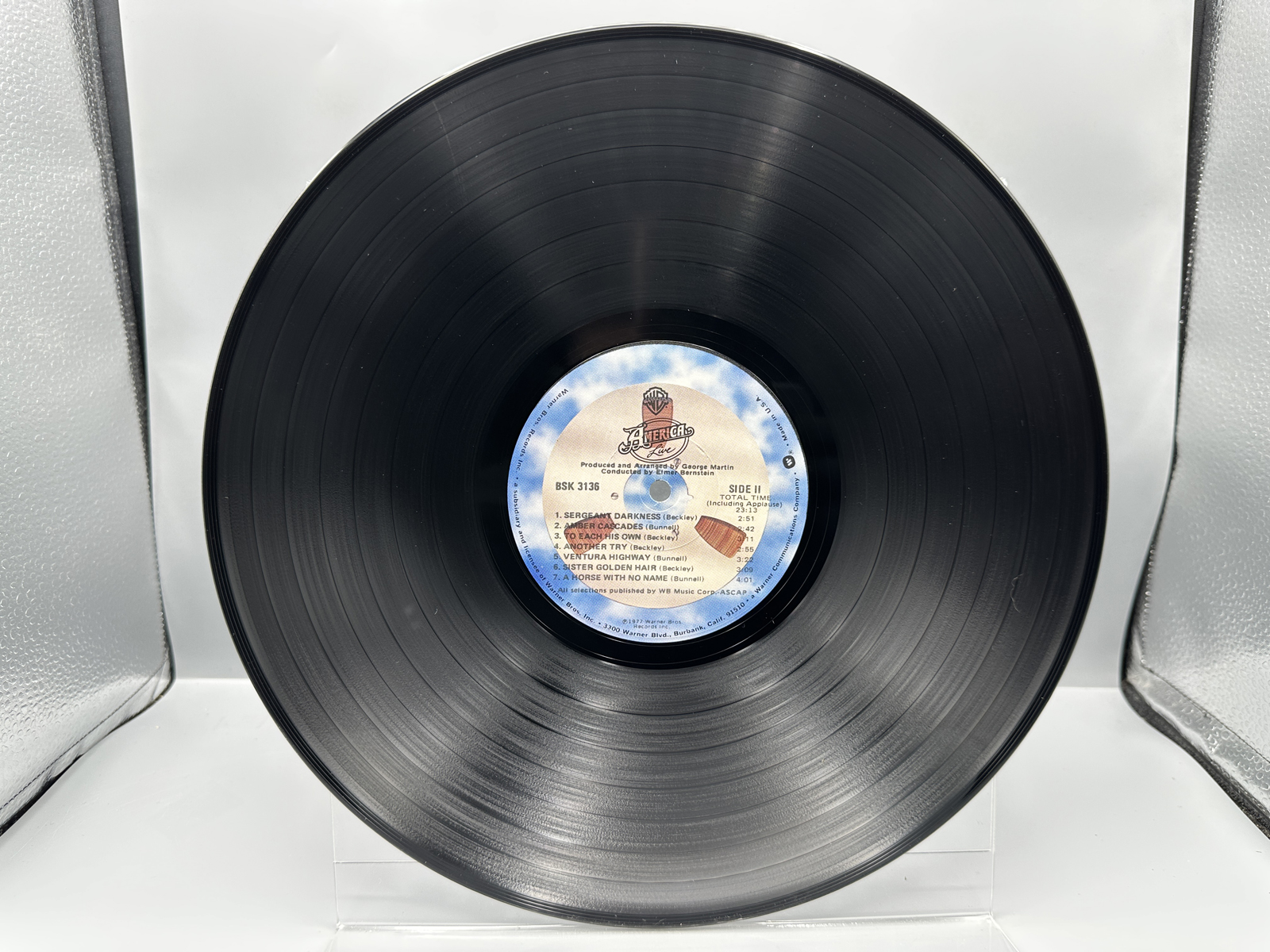 1977 Warner Bros. Records Inc. America "America Live" Promo Vinyl Album - BSK 3136