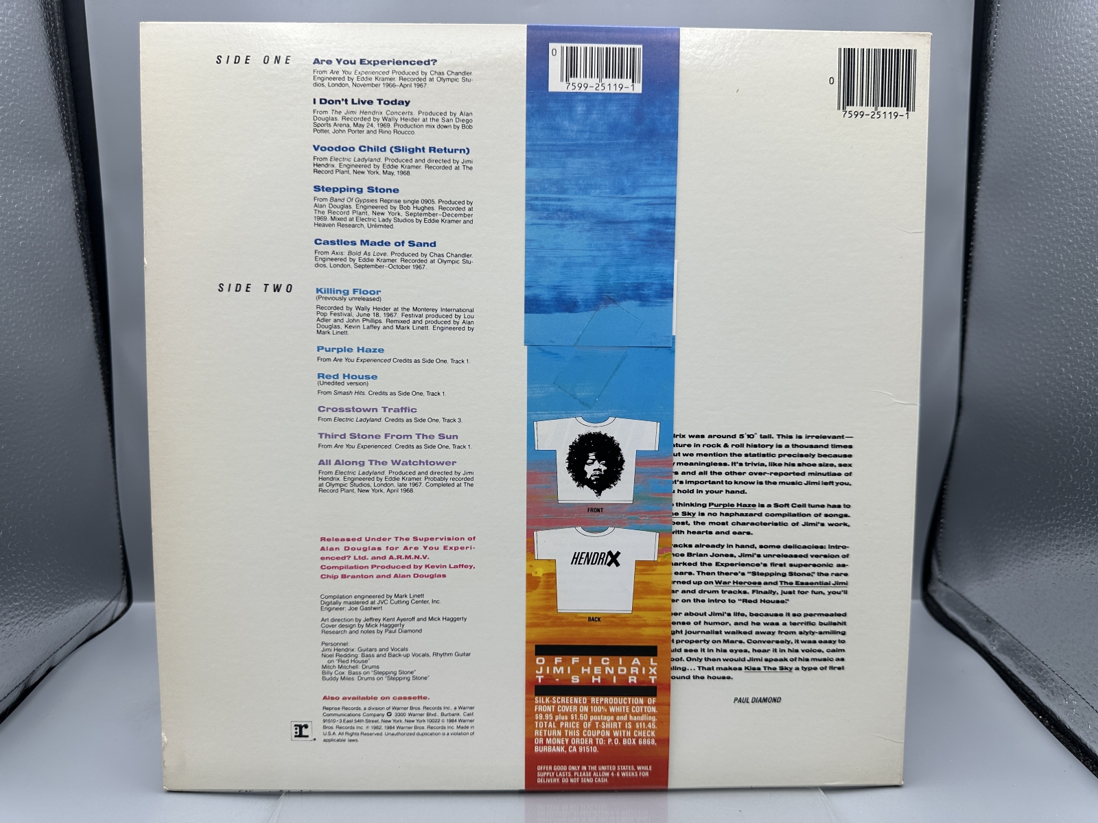 Reprise Records Jimi Hendrix Kiss The Sky Vinyl Album LP (1984) 1-25119 - Special-Edition Audiophile Pressing