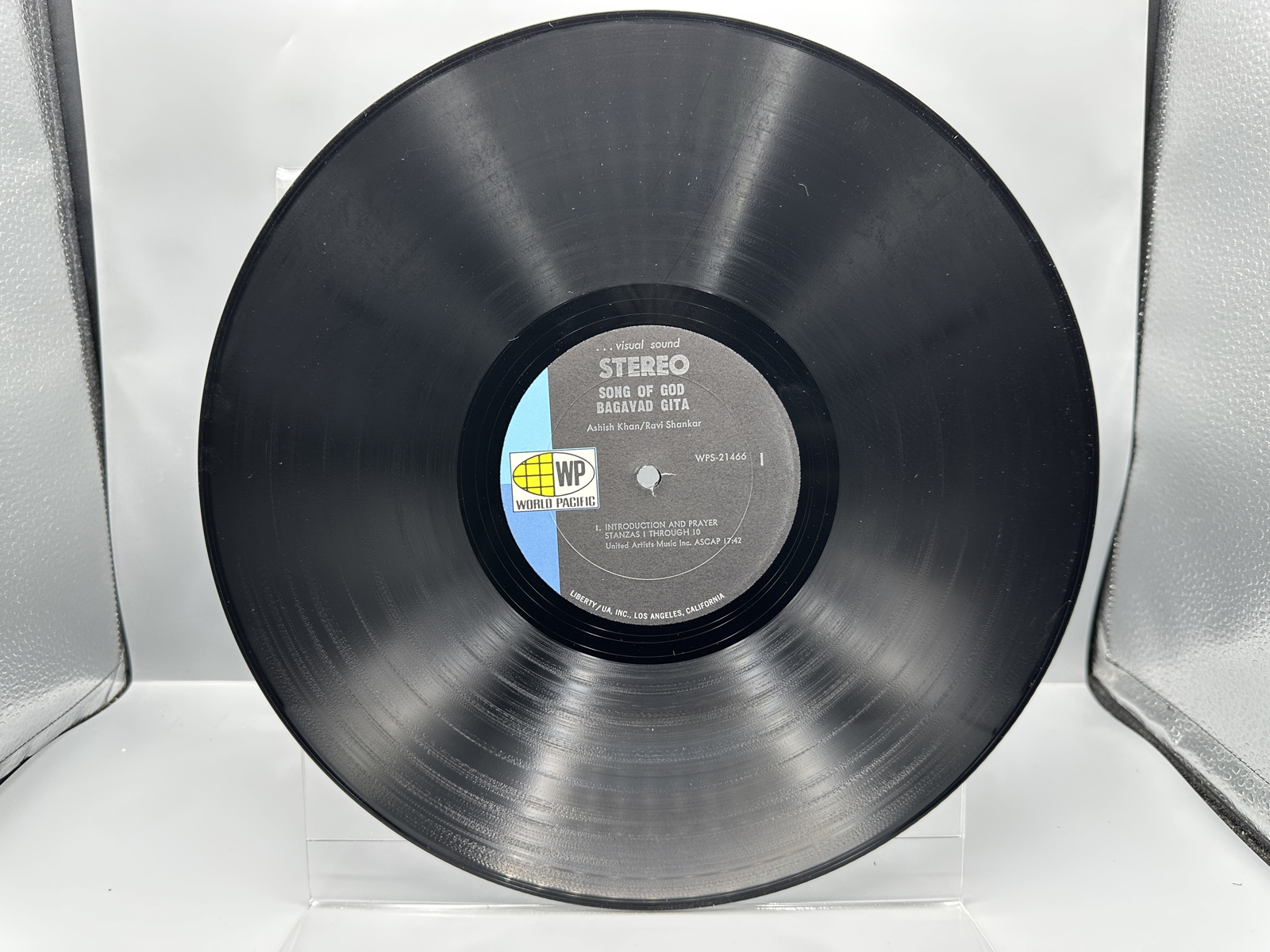 1968 World Pacific Records Ashish Khan & Ravi Shankar Song Of God Bagavad Gita Vinyl Album - WPS-21466