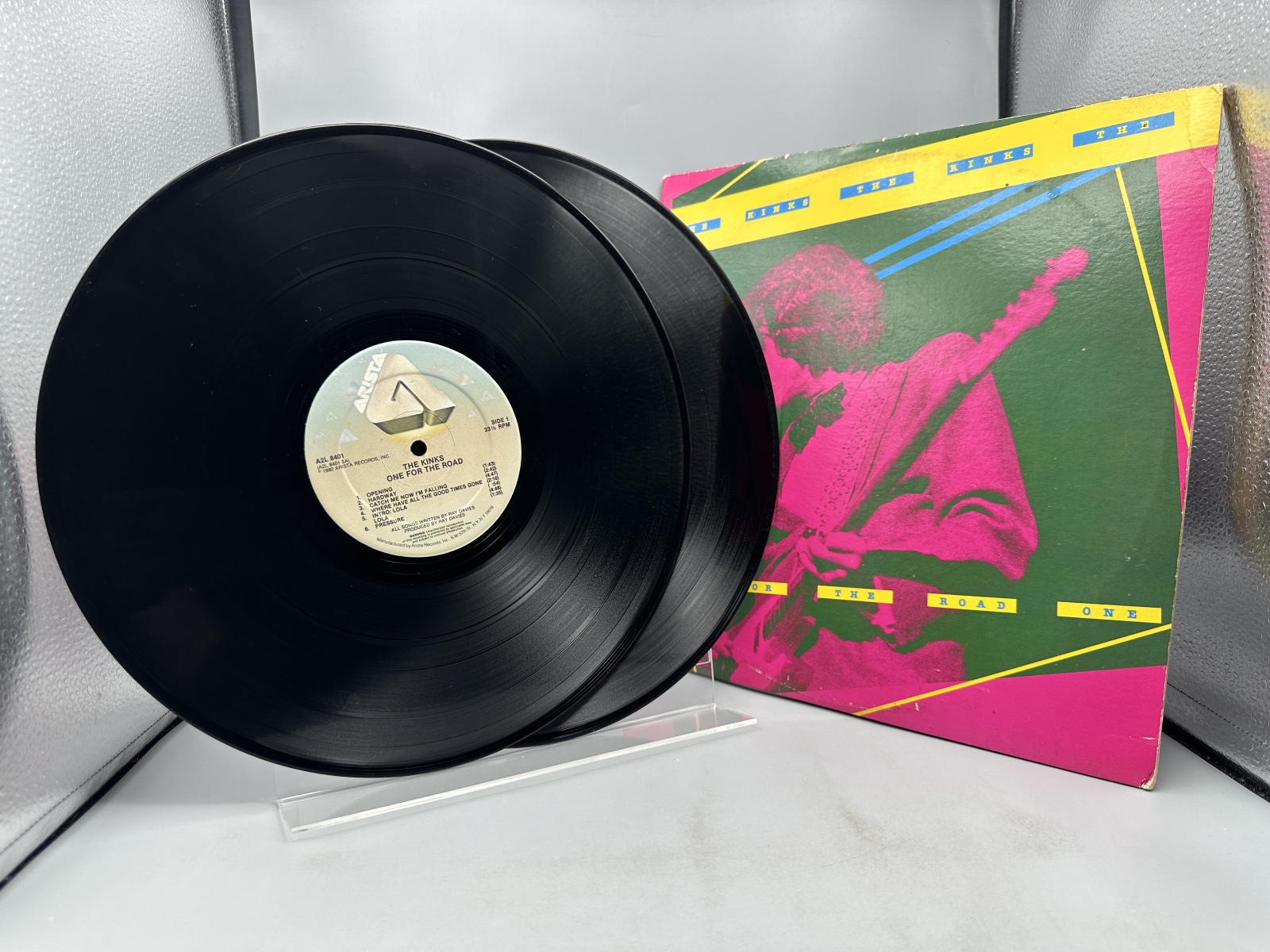 Arista Records The Kinks One For The Road 2-LP Vinyl Album (1980) A2L 8401 - US Pressing - Gatefold Jacket - Includes Peaches Records Inner 