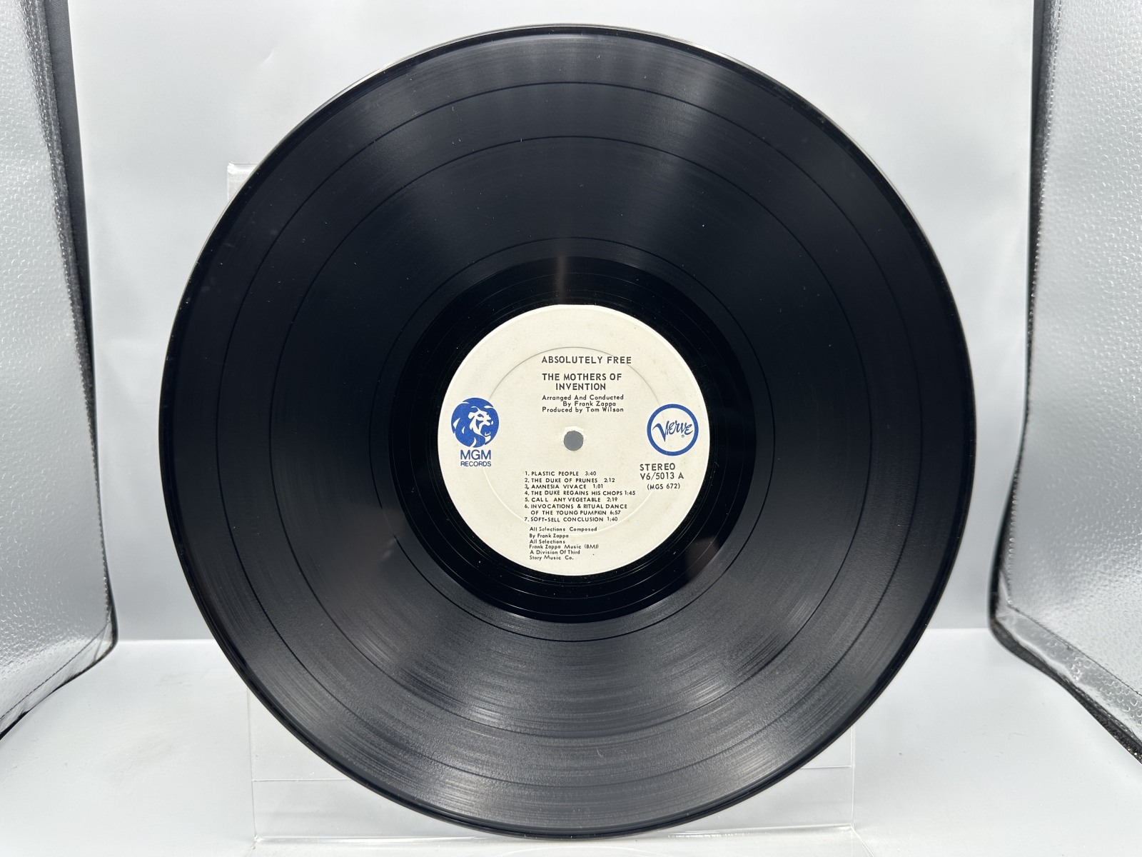 Verve Records The Mothers of Invention Absolutely Free Vinyl Album LP (1967) V/V6-5013 - Early US Stereo Pressing - White MGM/Verve Label -