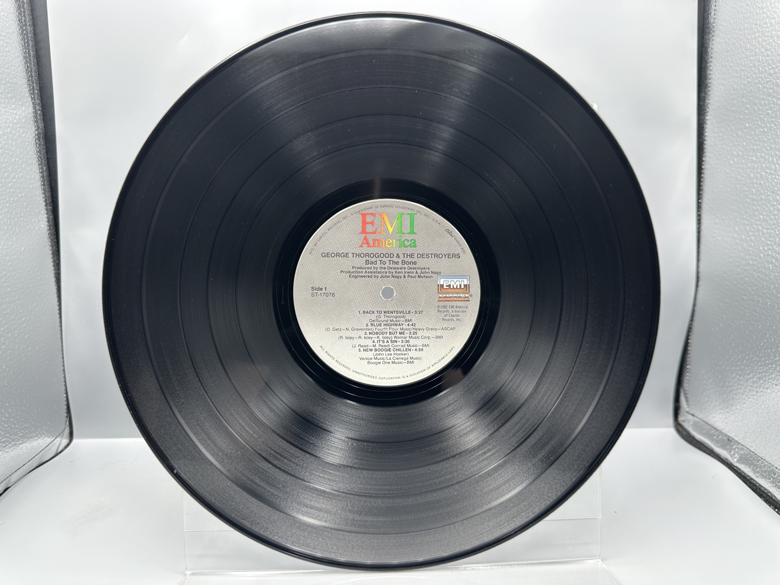 EMI America Records George Thorogood and The Destroyers Bad To The Bone Vinyl Album LP (1982) ST-17076 - Includes original printed inner sle