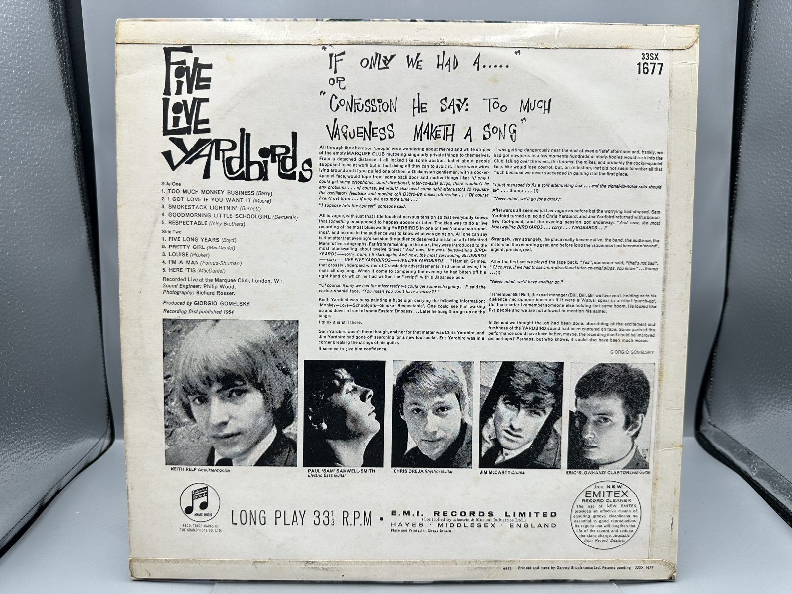 Columbia Records The Yardbirds Five Live Yardbirds Vinyl Album LP (1964) 33SX 1677 - UK Mono First Pressing - Featuring Eric Clapton