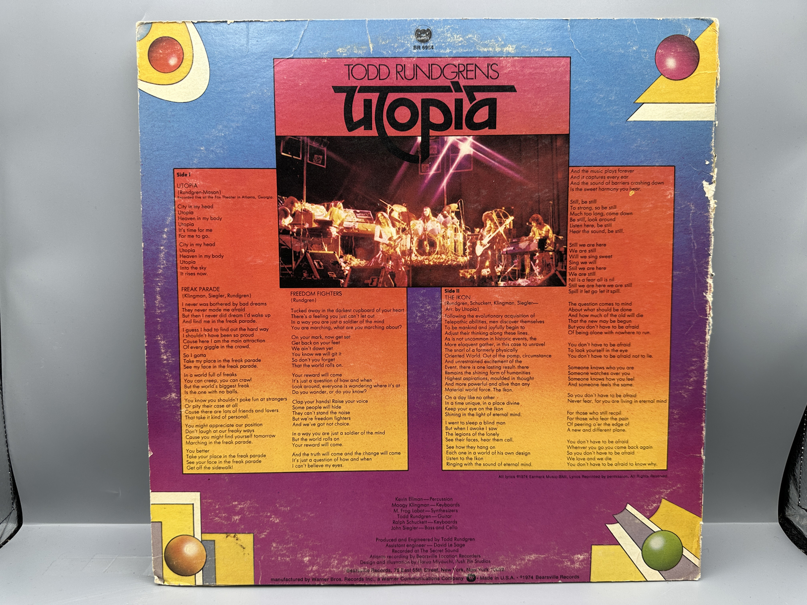 1974 Bearsville Records Todd Rundgren's Utopia Vinyl Album - BR-6954