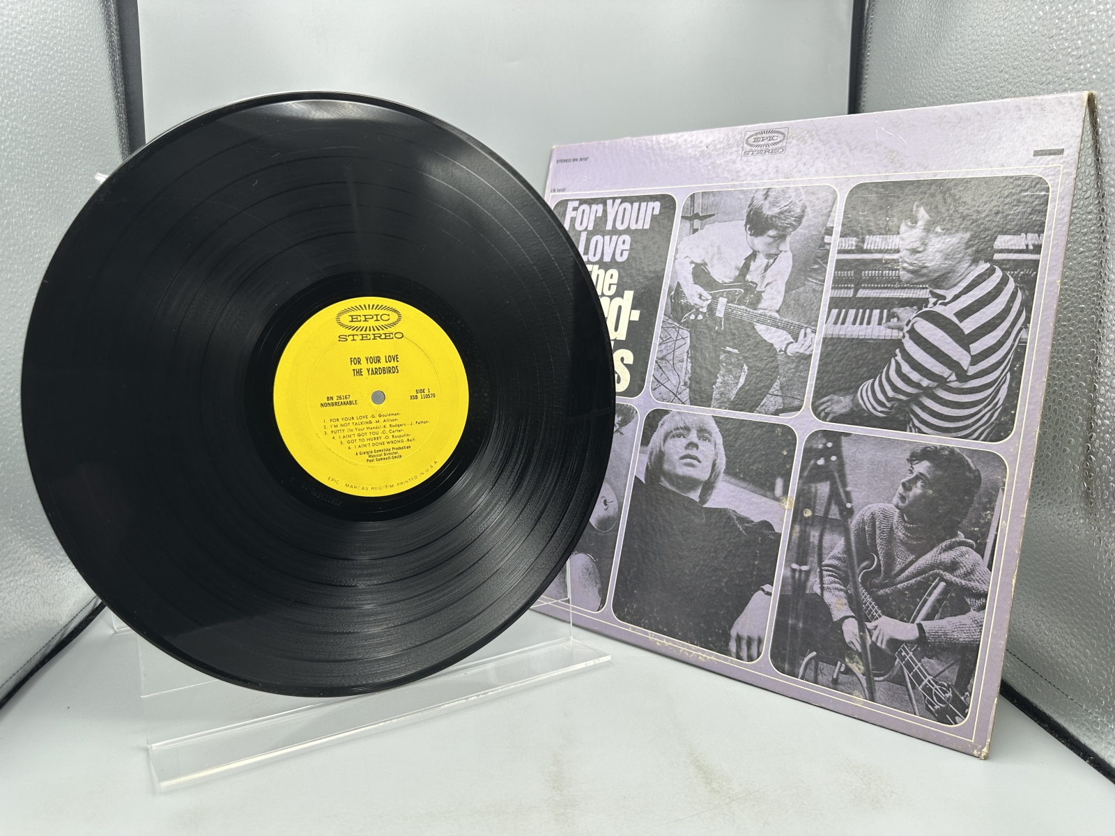Epic Records The Yardbirds For Your Love Vinyl Album LP (1965) BN 26167 - Stereo - Partial promotional sticker on label