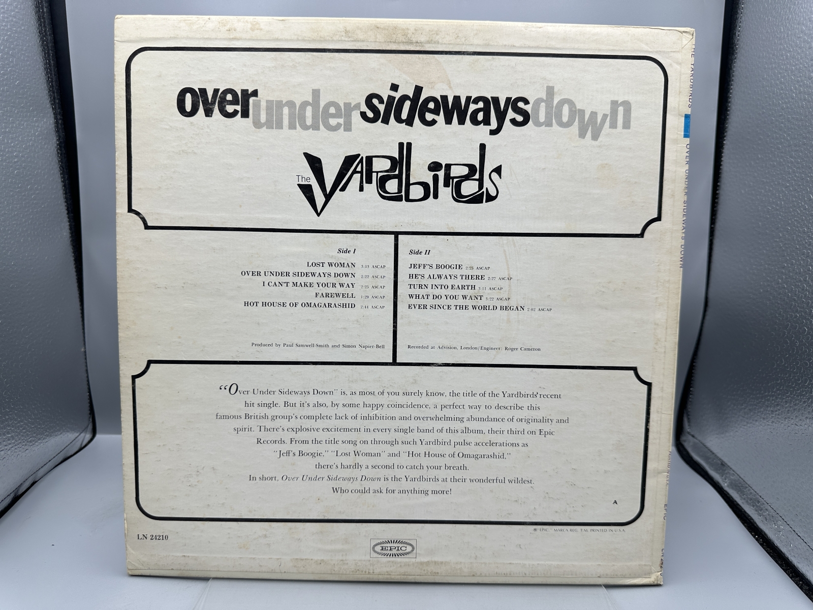 Epic Records The Yardbirds Over Under Sideways Down Vinyl Album LP (1966) LN 24210 - US Mono Pressing