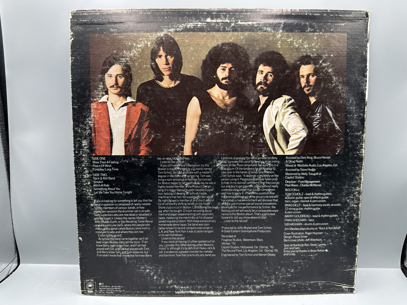 1976 Epic Records BOSTON Self-Titled Vinyl Album - PE 34188