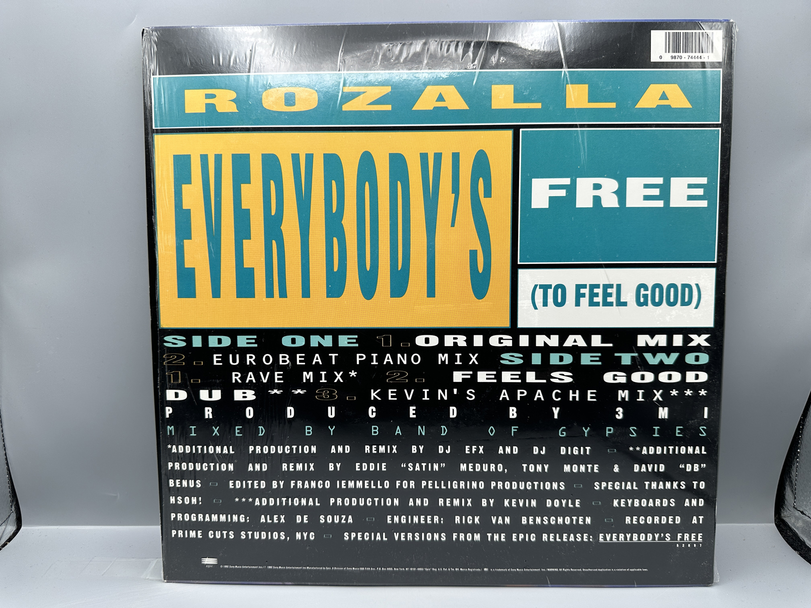 1992 Epic Records Rozalla Everybody's Free (To Feel Good) Single Vinyl Record - 49 74444