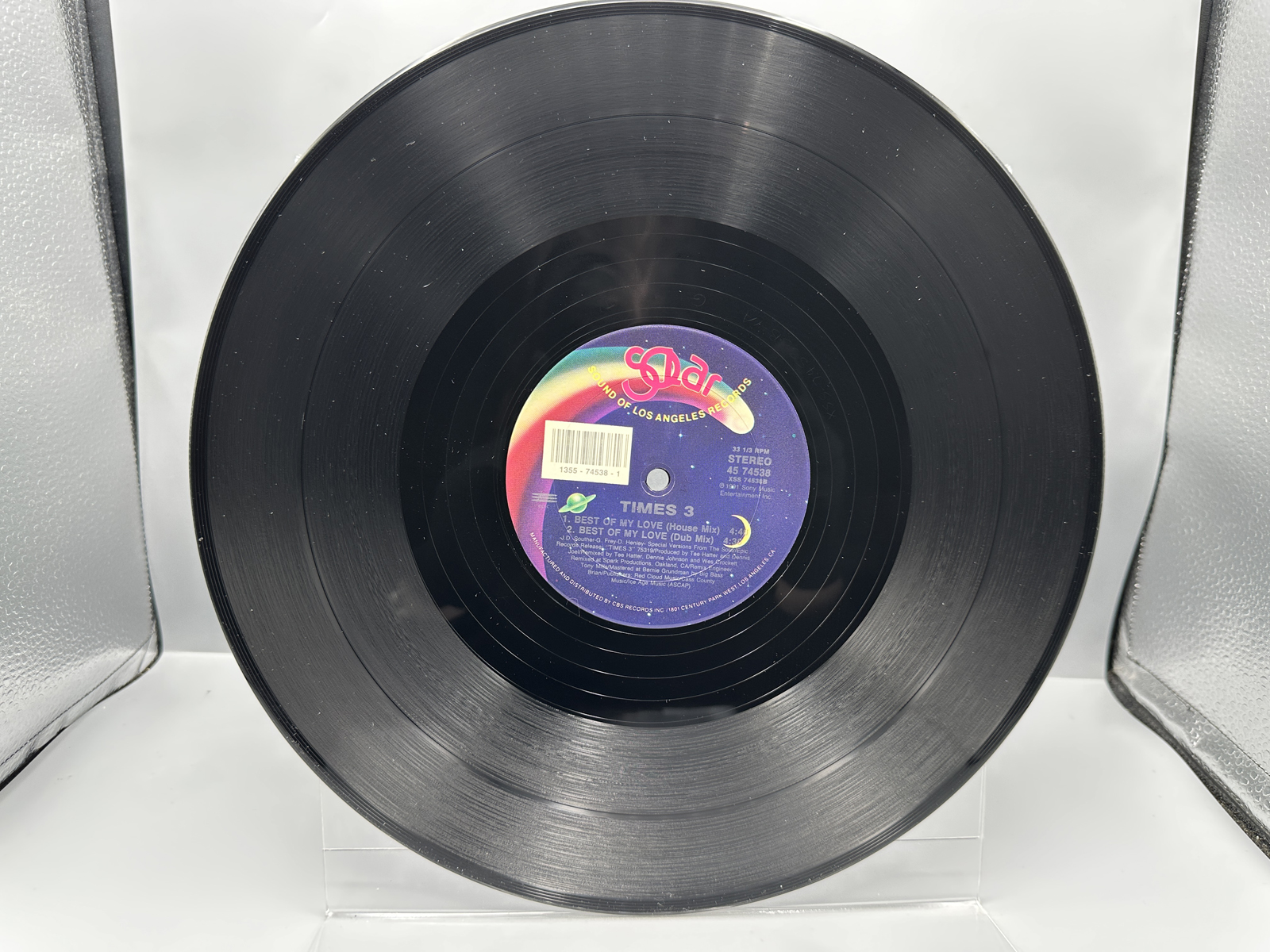 1987 Solar / Epic Records Times 3 Best of My Love Special Mixes Single Vinyl Record - (49 74338)