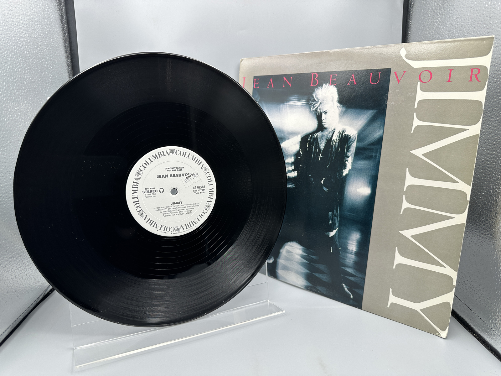 1987 Columbia Records Jean Beauvoir 'Jimmy' Promo Single Vinyl Record - 44 07585