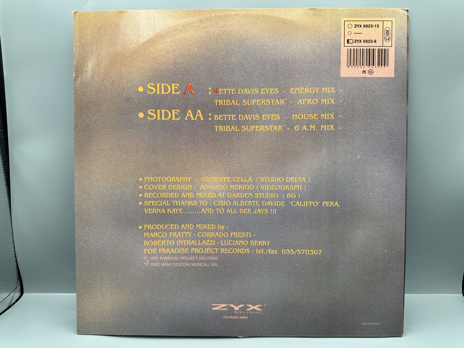 1992 ZYX Music Sonia Davis "Bette Davis Eyes" Maxi-Single Vinyl Record - ZYX 6823-12