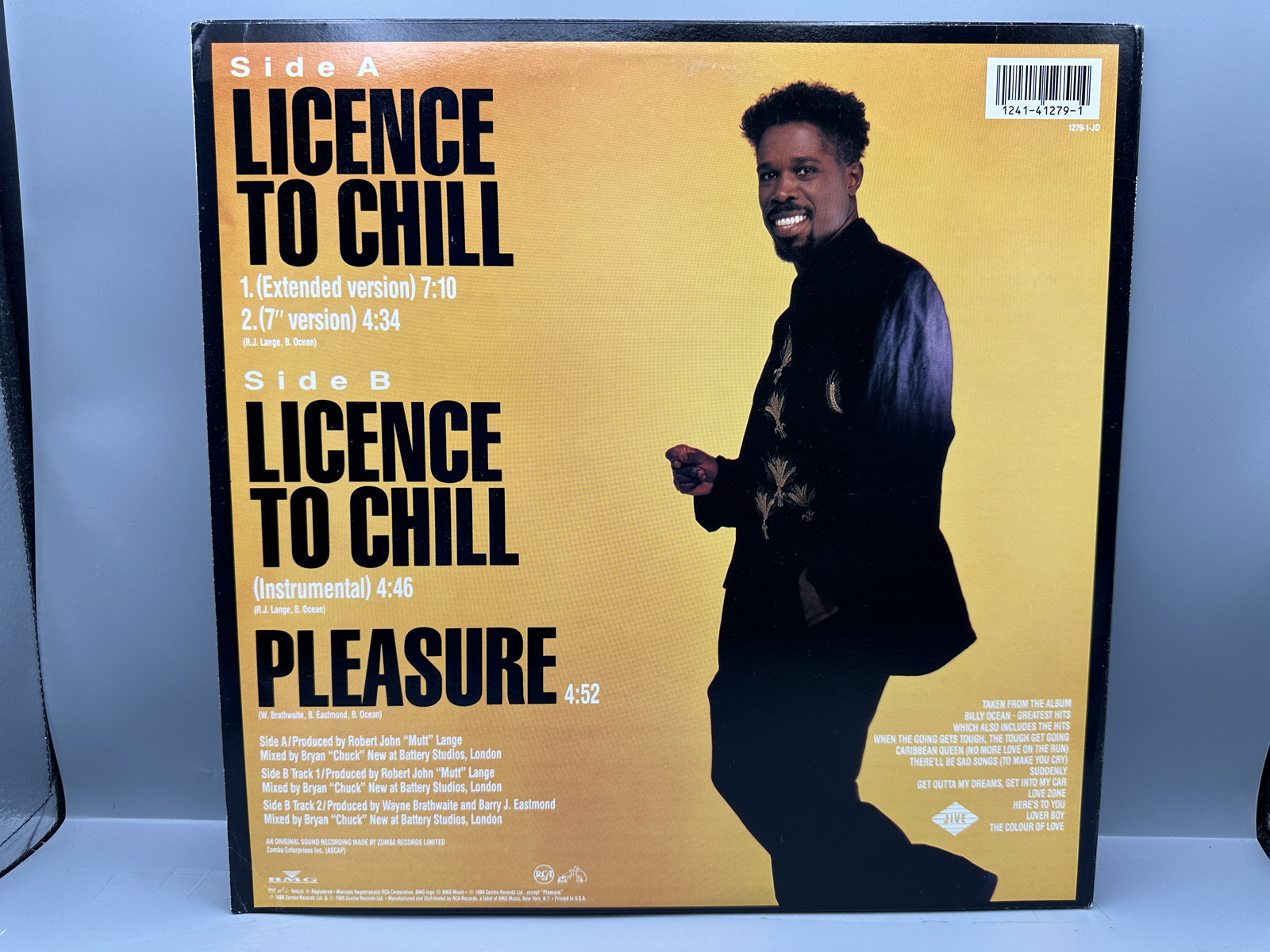 1989 Jive Records Billy Ocean "Licence To Chill" Single Vinyl Record - #1279-1-JD