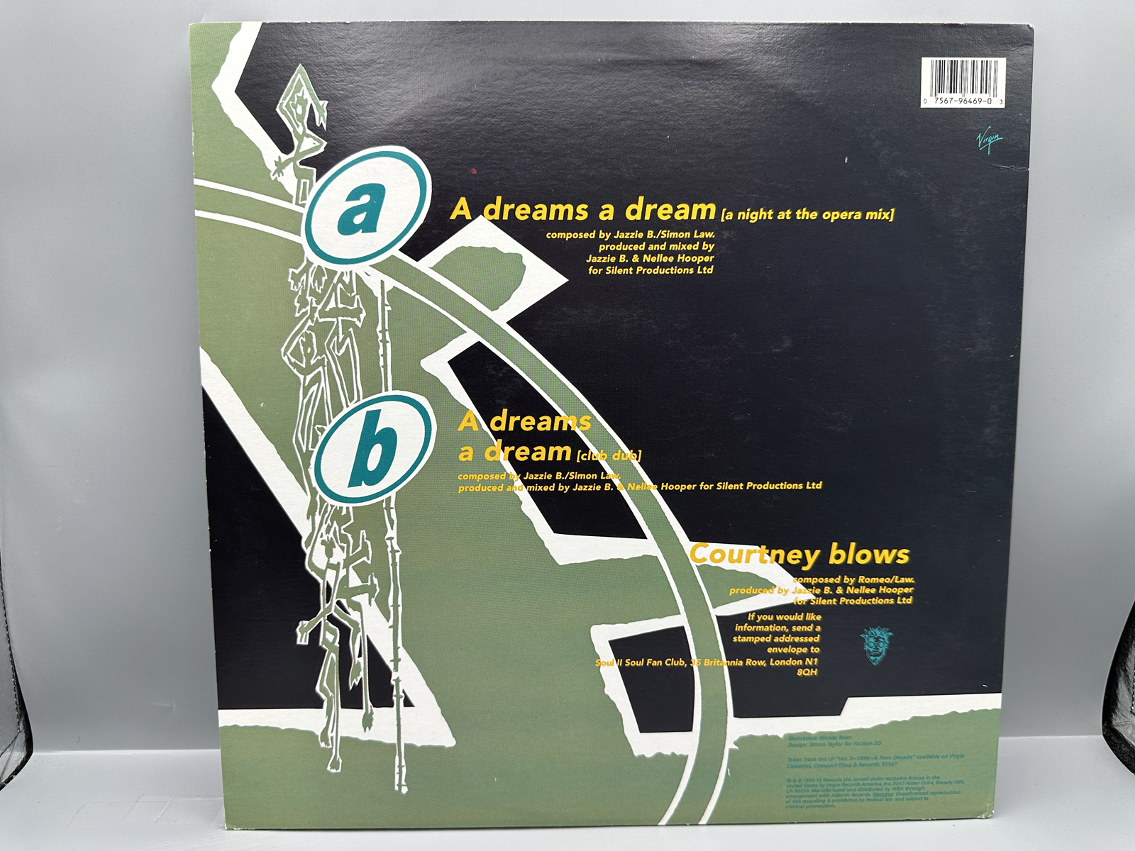 1989 Virgin Records Soul II Soul A Dreams a Dream Single Vinyl Record - 0-96469