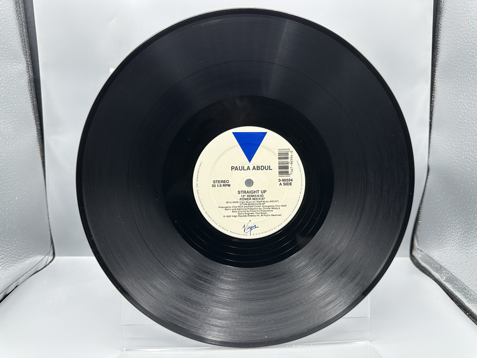 1989 Virgin Records Paula Abdul Straight Up (12" Remix) Single Vinyl Record - 0-96594
