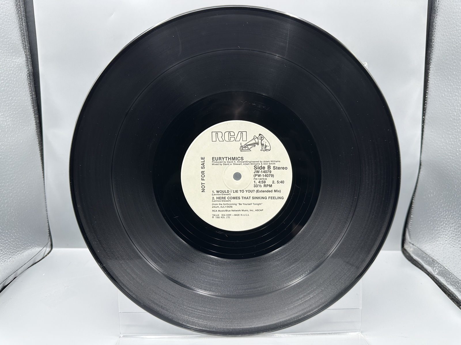 1985 RCA Records Eurythmics "Would I Lie To You?" / "Here Comes That Sinking Feeling" Special Extended Single Promo Vinyl Record - PW-14079