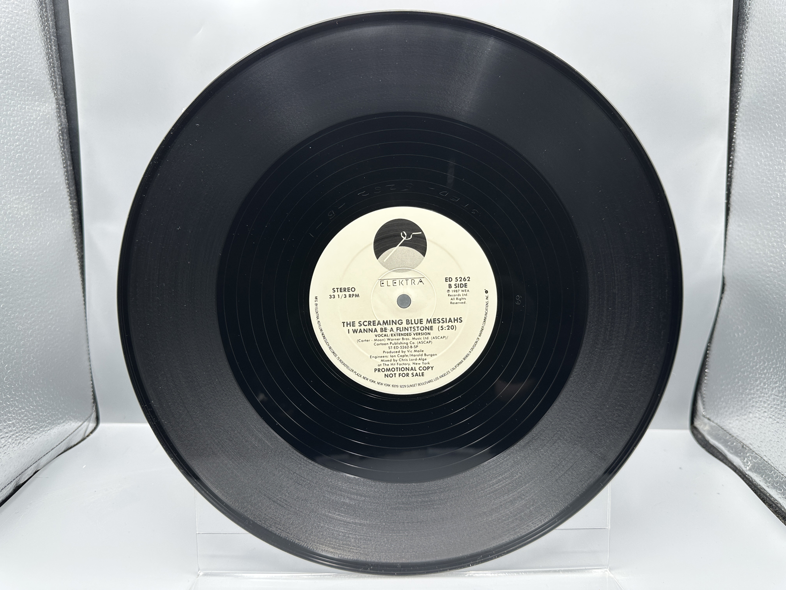 1987 Elektra Records The Screaming Blue Messiahas 'I Wanna Be a Flintstone' Promo Single Vinyl Record - ED 5262