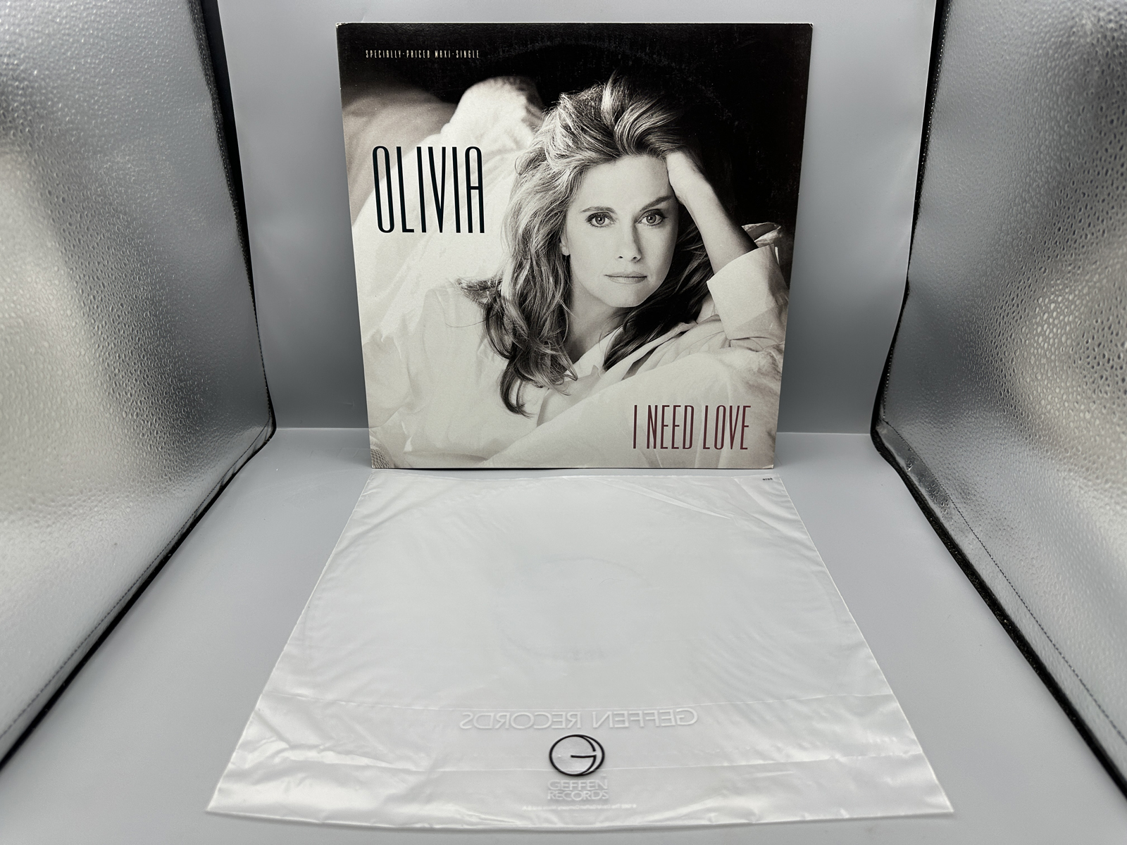 1992 Geffen Records Olivia Newton-John "I Need Love" Maxi-Single Vinyl Record - GEF12-21709