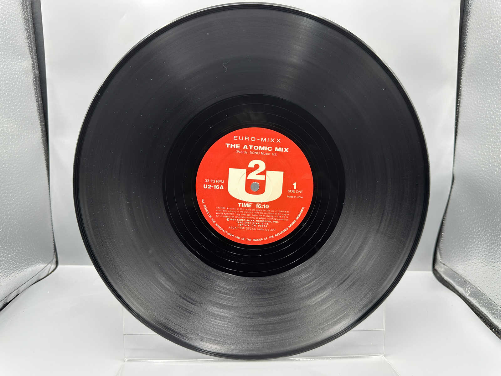 1991 U2 EURO-MIXX The Atomic Mix Unofficial Release Vinyl Album - US-16B