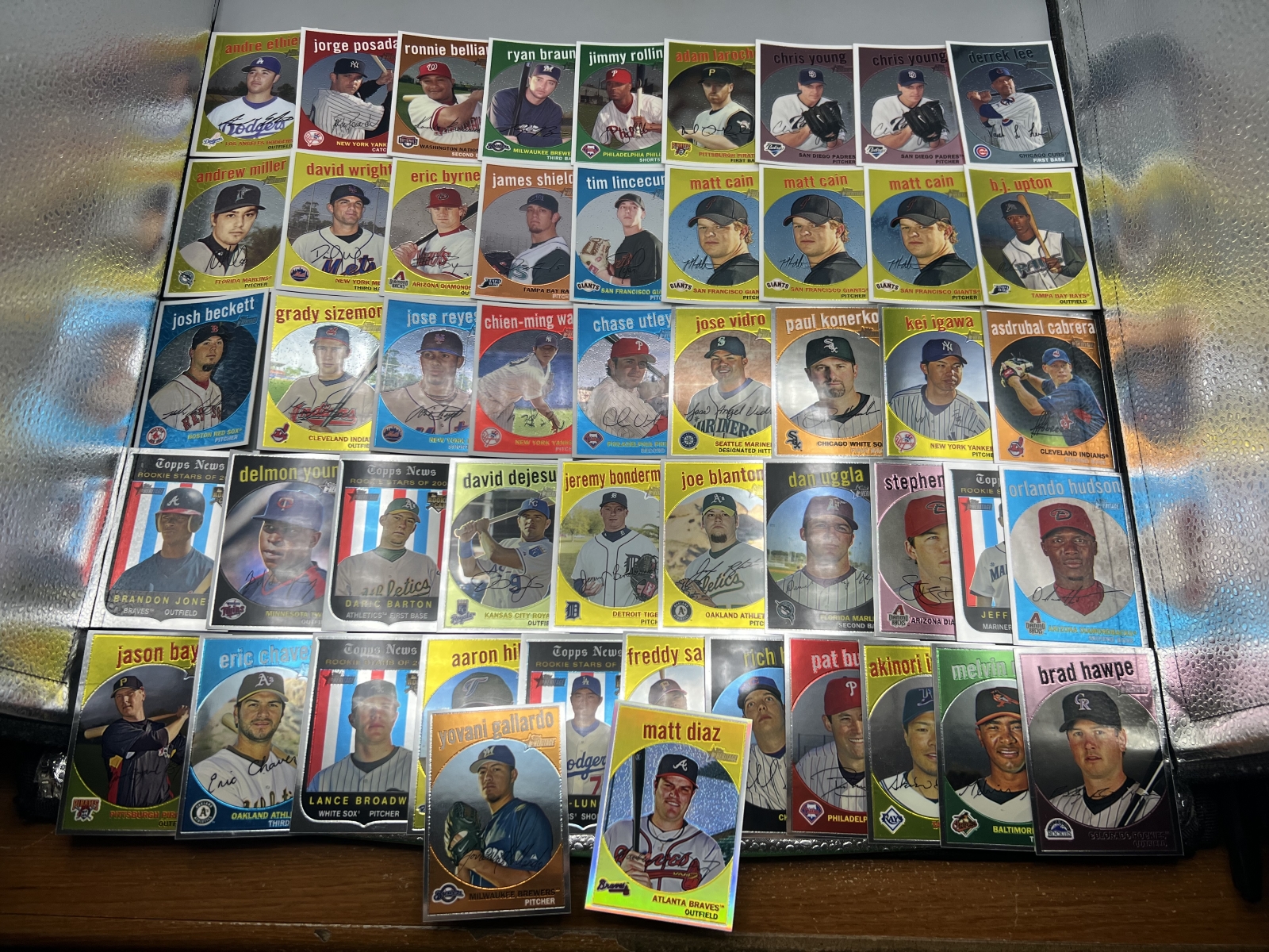 (50) 2008 Topps Heritage Chrome Baseball Cards - One is a Refractor - All Cards Are #/1959 Except Refractor - Refractor Is #/559
