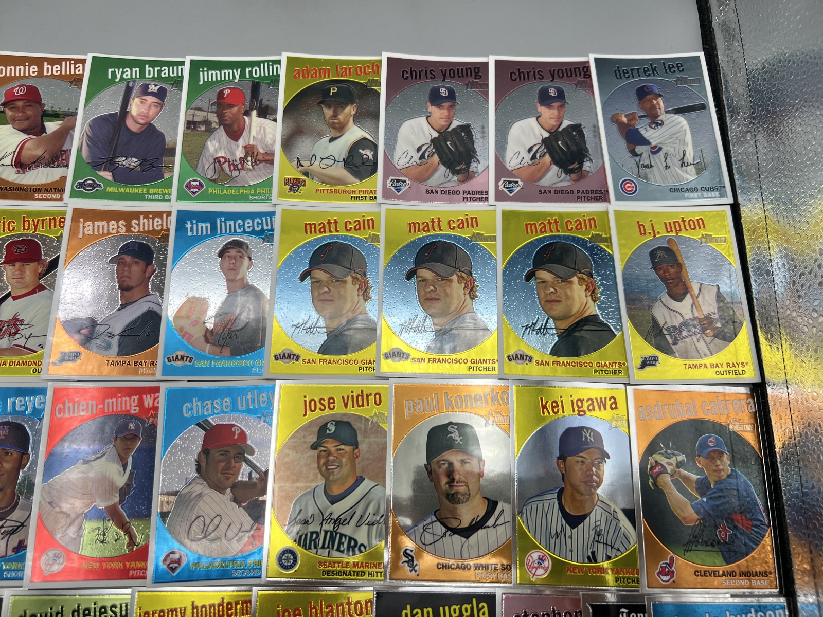 (50) 2008 Topps Heritage Chrome Baseball Cards - One is a Refractor - All Cards Are #/1959 Except Refractor - Refractor Is #/559