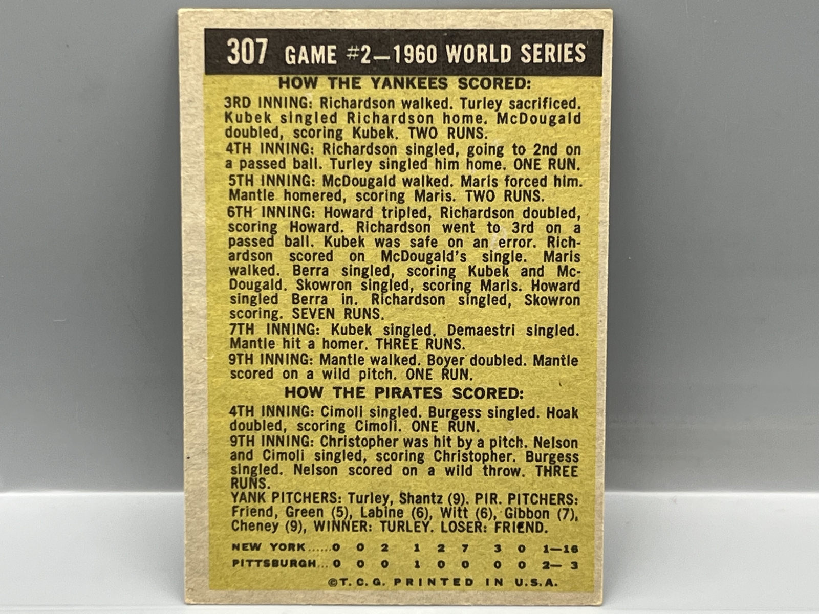 1961 Topps Mickey Mantle 2 Home Runs - WS Game 2 #307