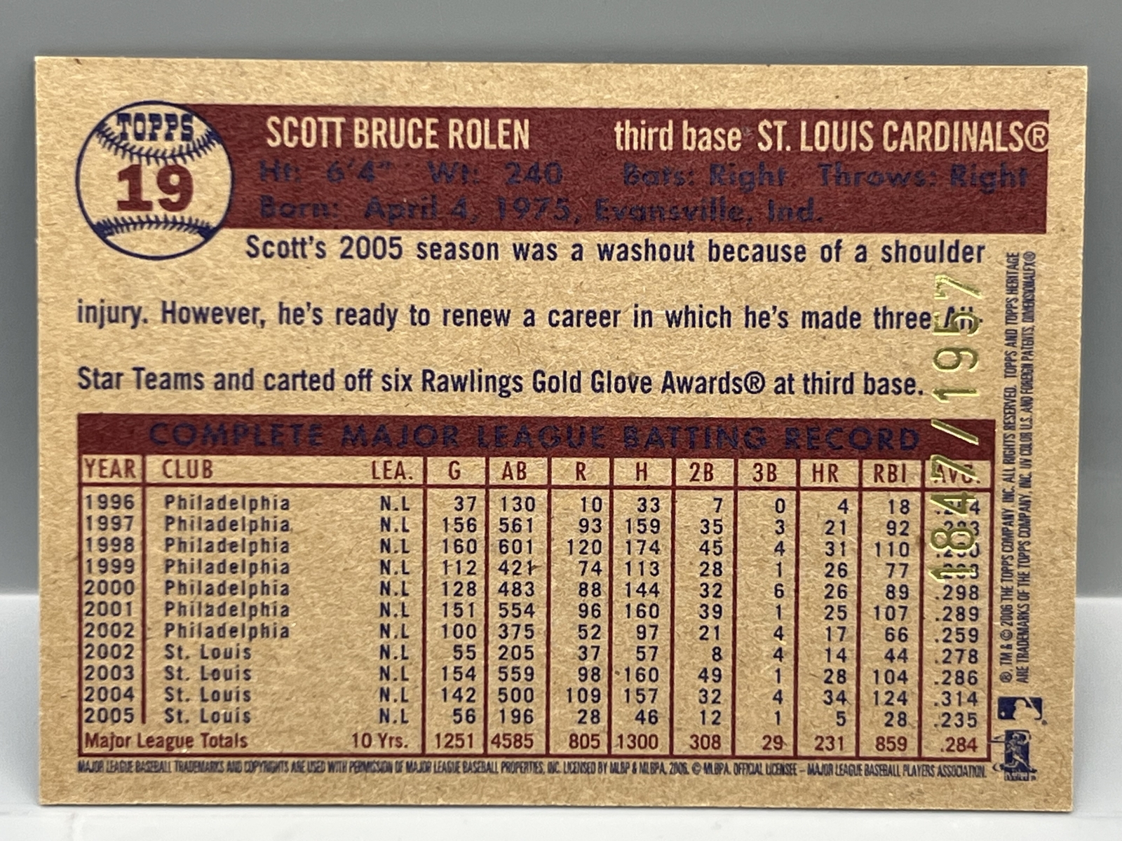 (25) 2006 Topps Heritage Chrome Baseball Cards - All Cards Are #/1957 - Scott Rolen, Roy Halladay