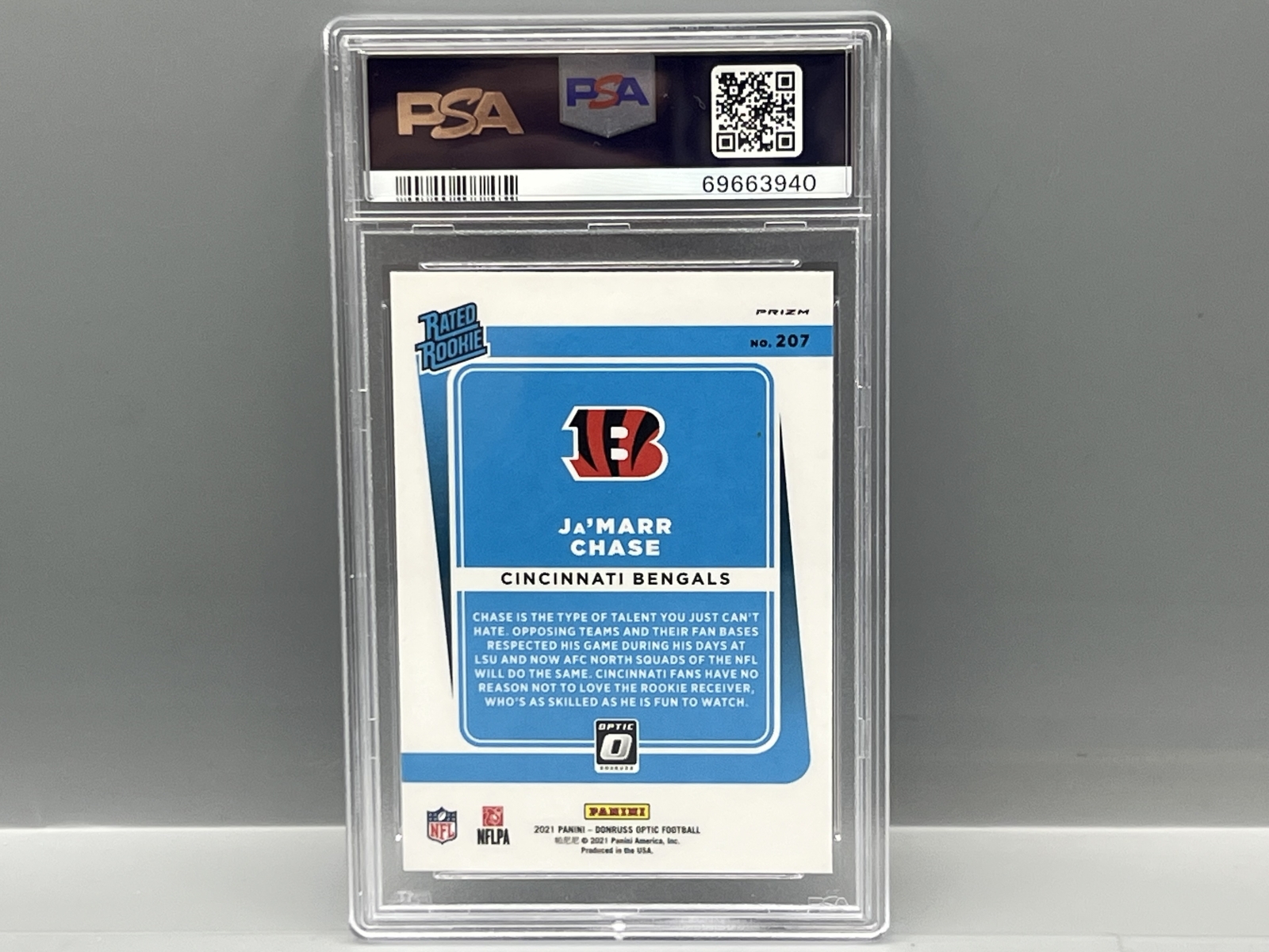 2021 Panini Donruss Optic Ja'Marr Chase Pink RC #207 PSA Mint 9