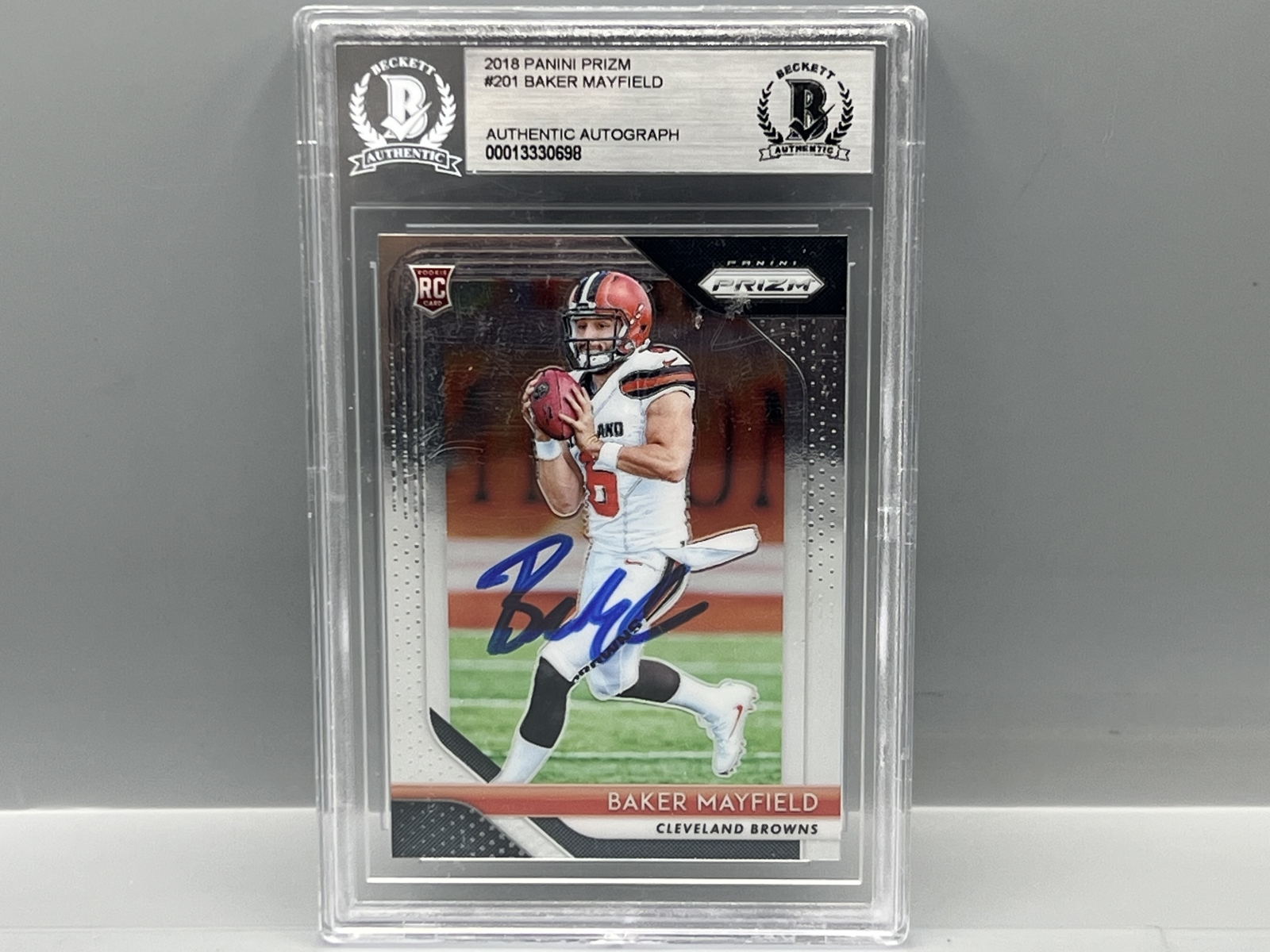 2018 Panini Prizm Baker Mayfield RC In Person Auto #201 - Auto Slabbed Authentic By BGS