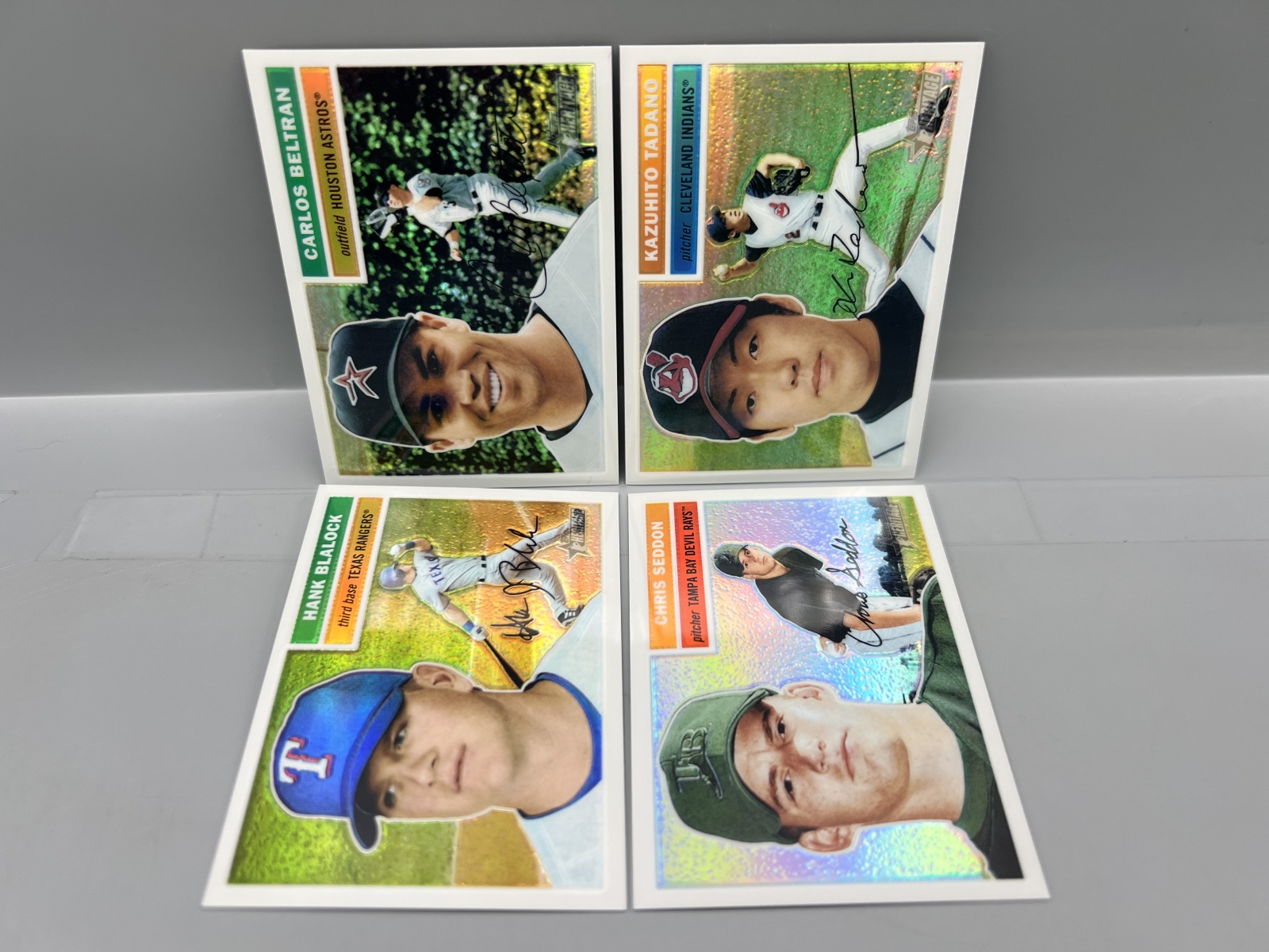 (4) 2005 Topps Heritage Chrome Baseball Refractor Parallel Cards - All Cards Are #/556
