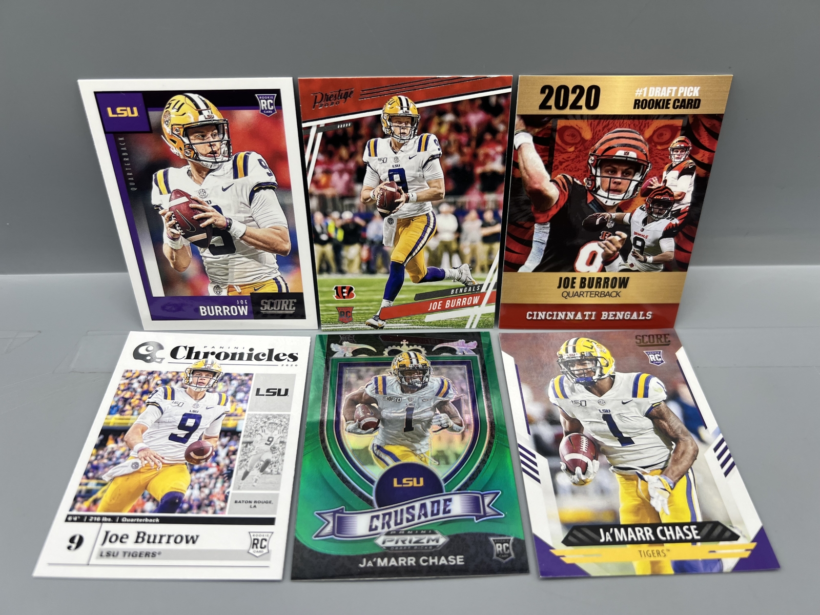 (6) Joe Burrow & Ja'Marr Chase Football Rookie Cards