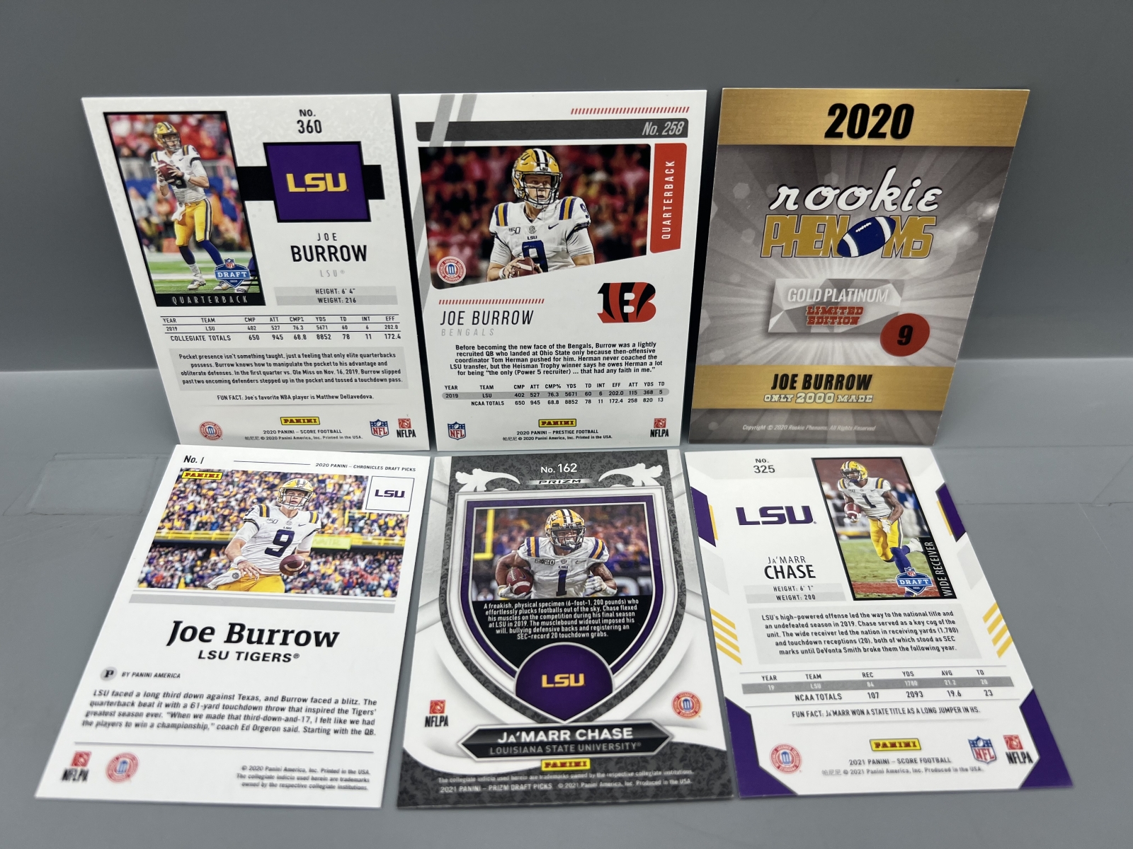 (6) Joe Burrow & Ja'Marr Chase Football Rookie Cards