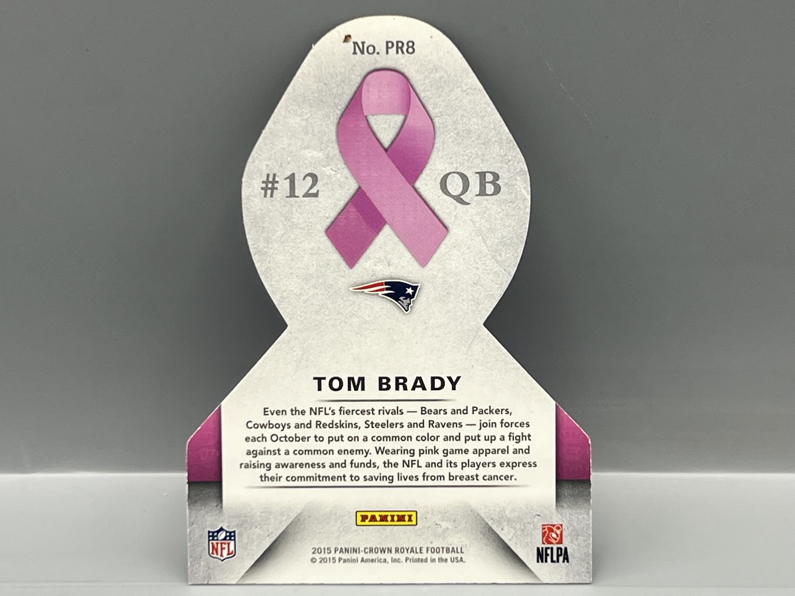 2015 Panini Crown Royale Tom Brady Pink Ribbons Red Foil Die Cut Insert #PR8