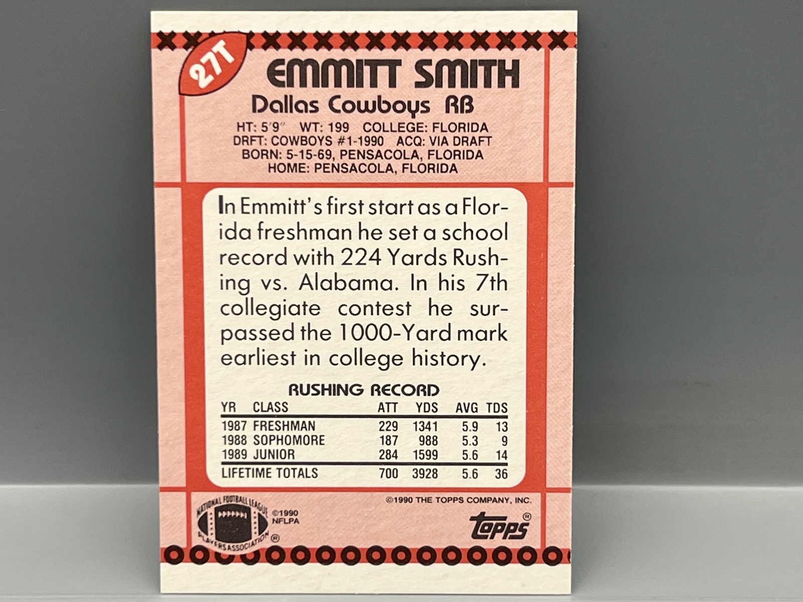 1990 Topps Traded Emmitt Smith RC #27T