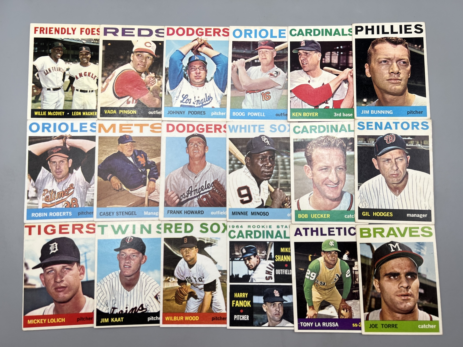 (Lot Of 18) 1964 Topps - Stars and Rookies W/ Larussa RC, Uecker, Stengel / Varying Conditions