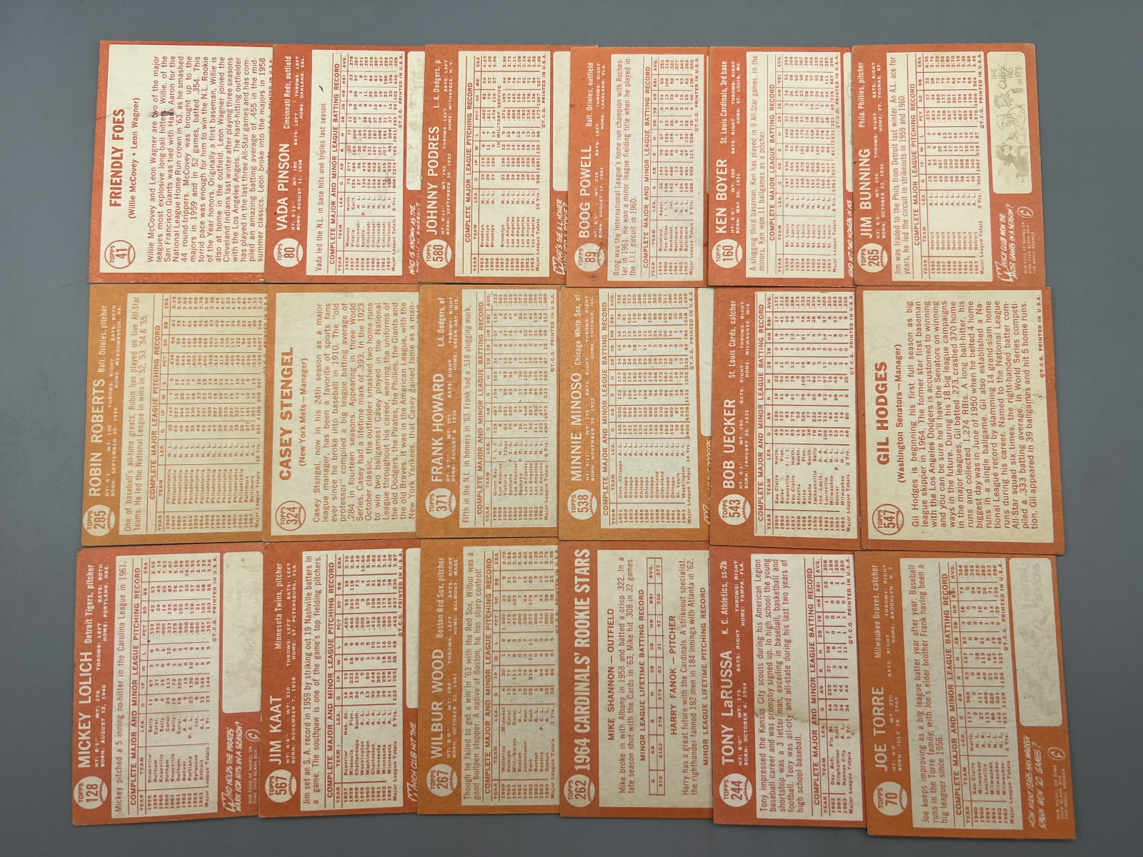 (Lot Of 18) 1964 Topps - Stars and Rookies W/ Larussa RC, Uecker, Stengel / Varying Conditions