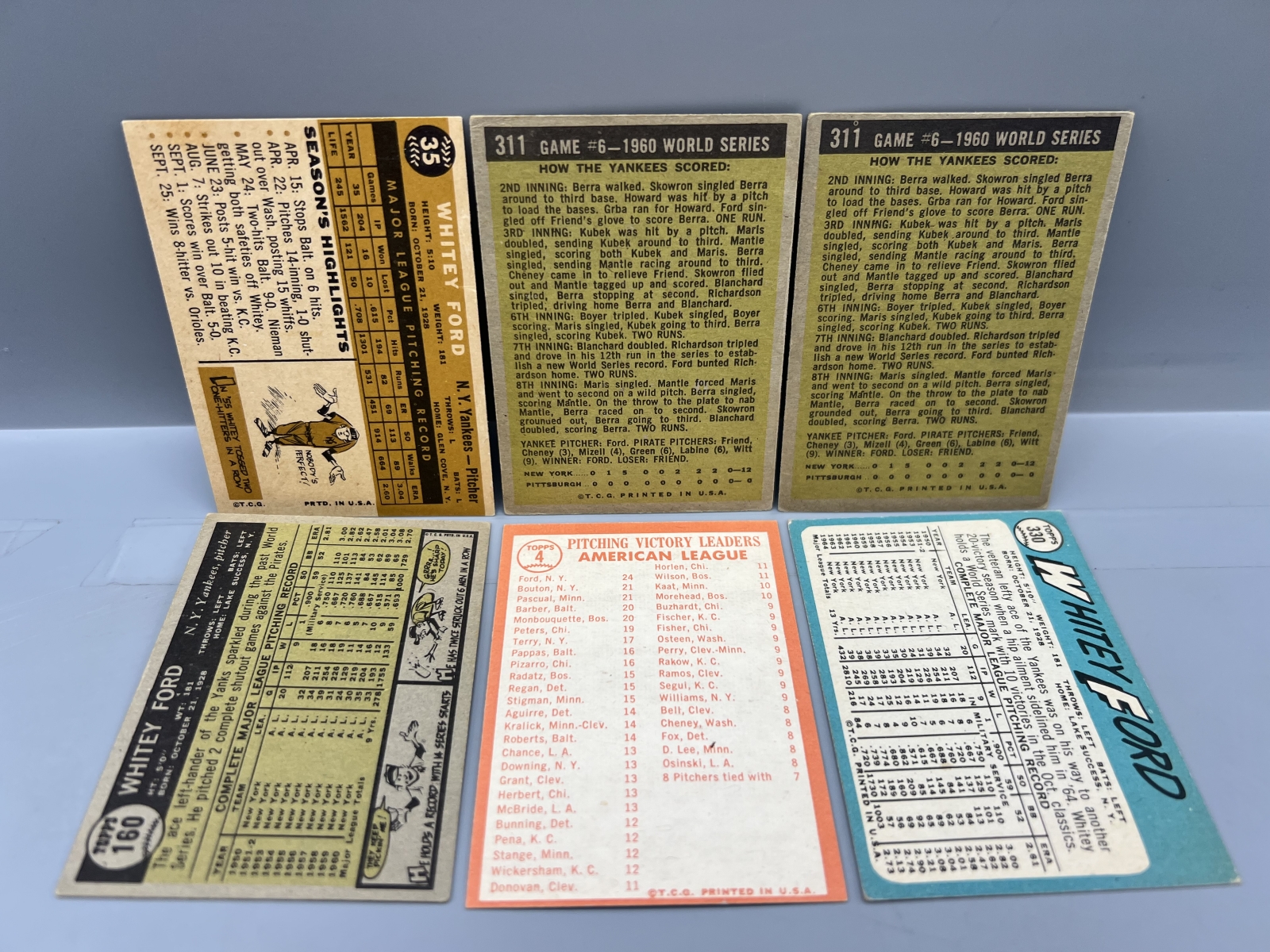 (Lot Of 6) Whitey Ford W/ 1960, 1961, 1965 Topps