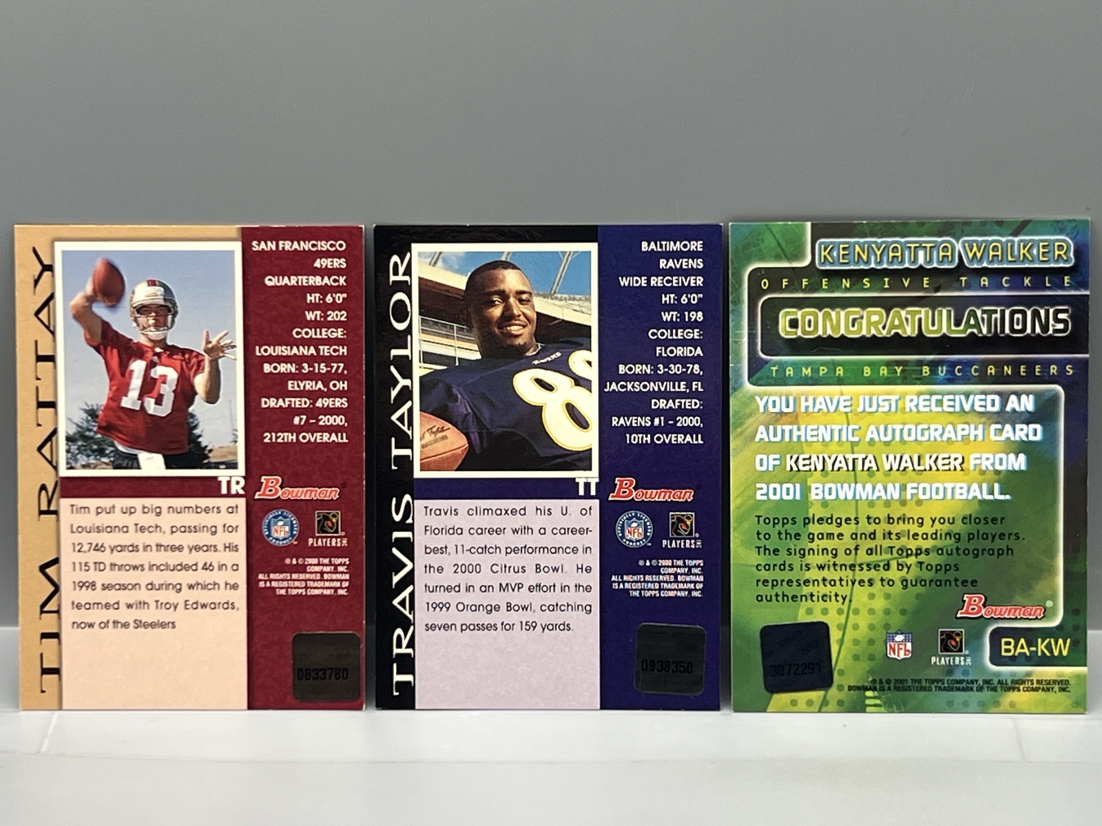 2000-01 Bowman Football Auto Rookie Cards Lot of 3