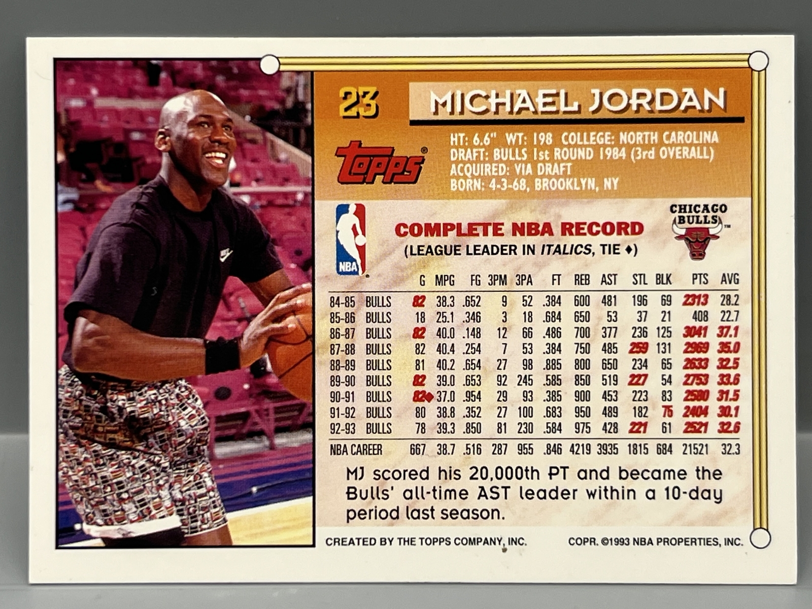 1993 Topps Gold Michael Jordan #23 - Gold Parallel