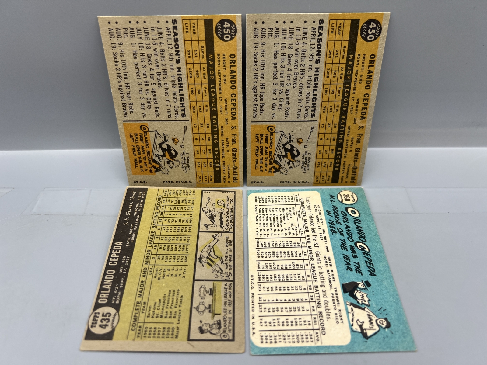 (Lot Of 4) Orlando Cepeda W/ 1960, 1961, 1965 Topps