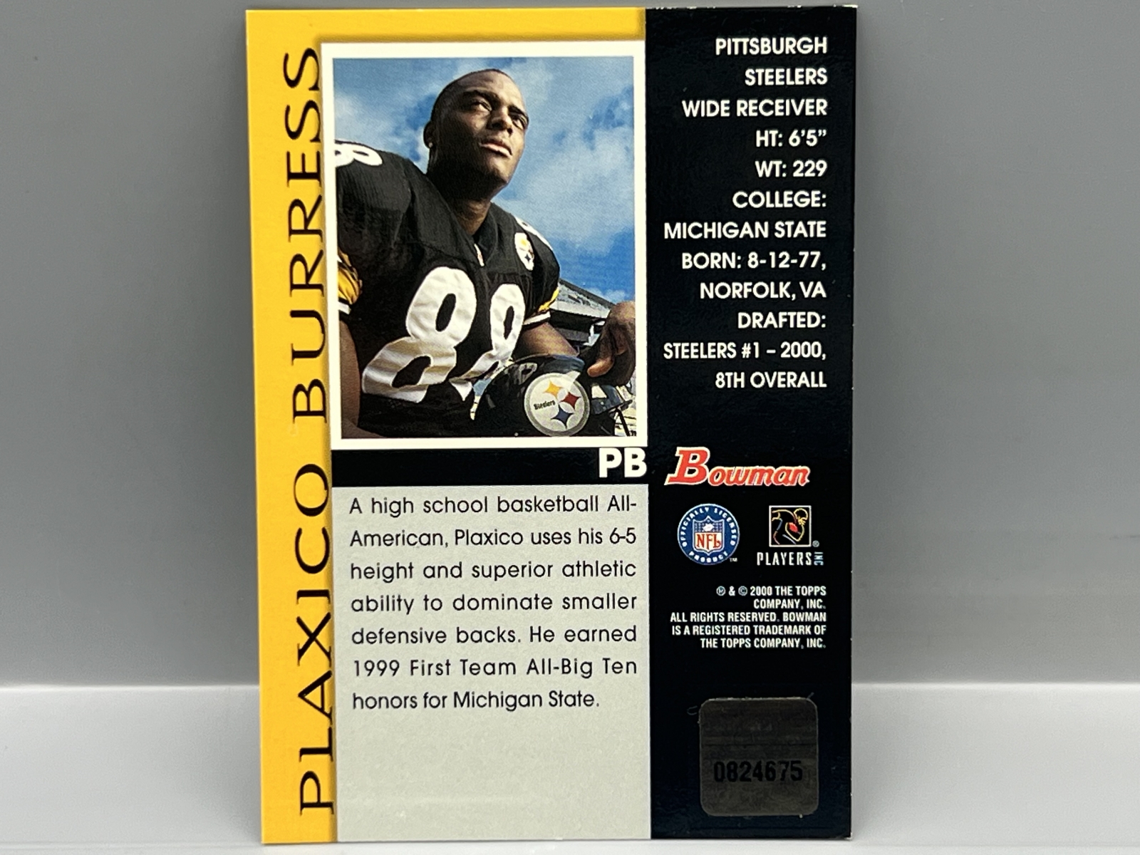 2000 Bowman Plaxico Burress On Card RC Auto
