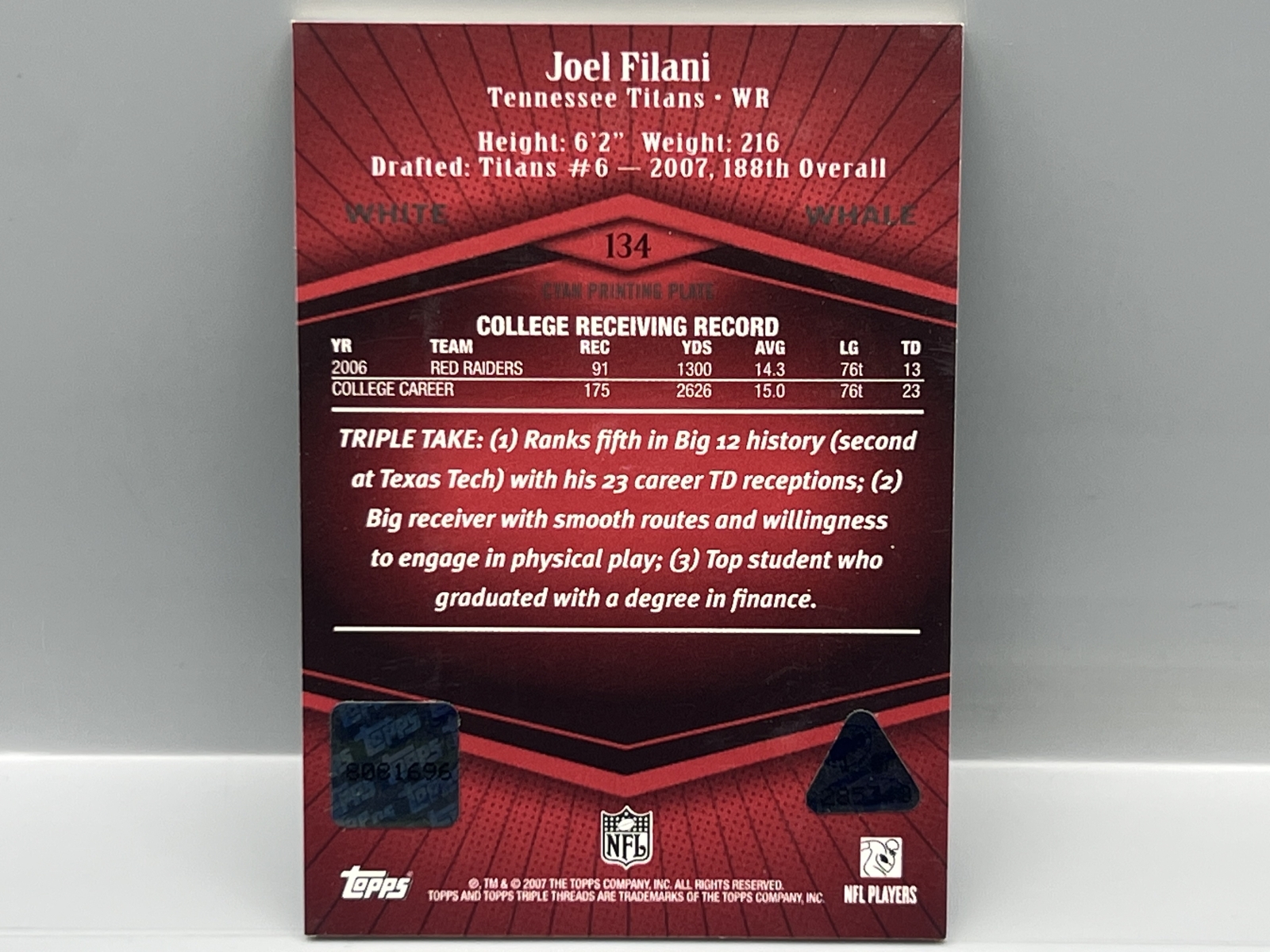 2007 Topps Joel Filani White Whale Cyan Printing Plate #1/1 Rookie Patch Auto