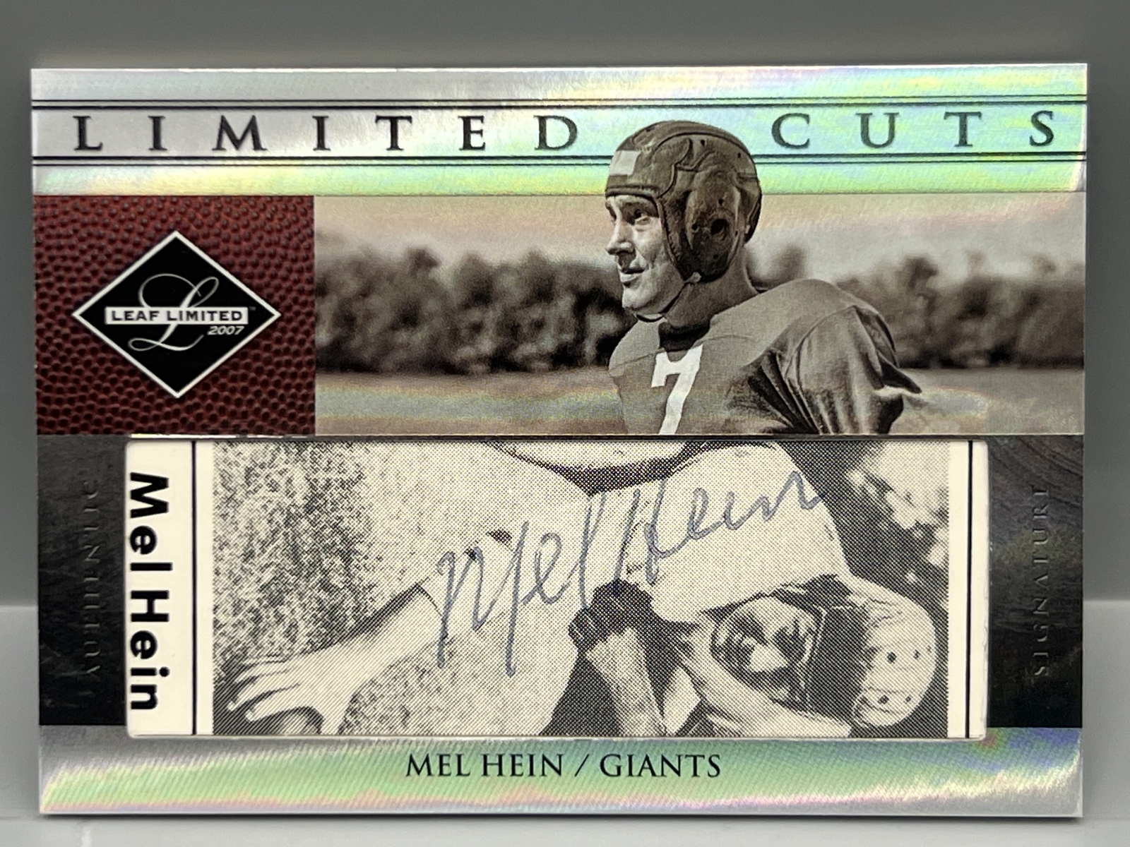 2007 Leaf Limited Mel Hein Limited Cut Auto #/75 - Hall of Famer