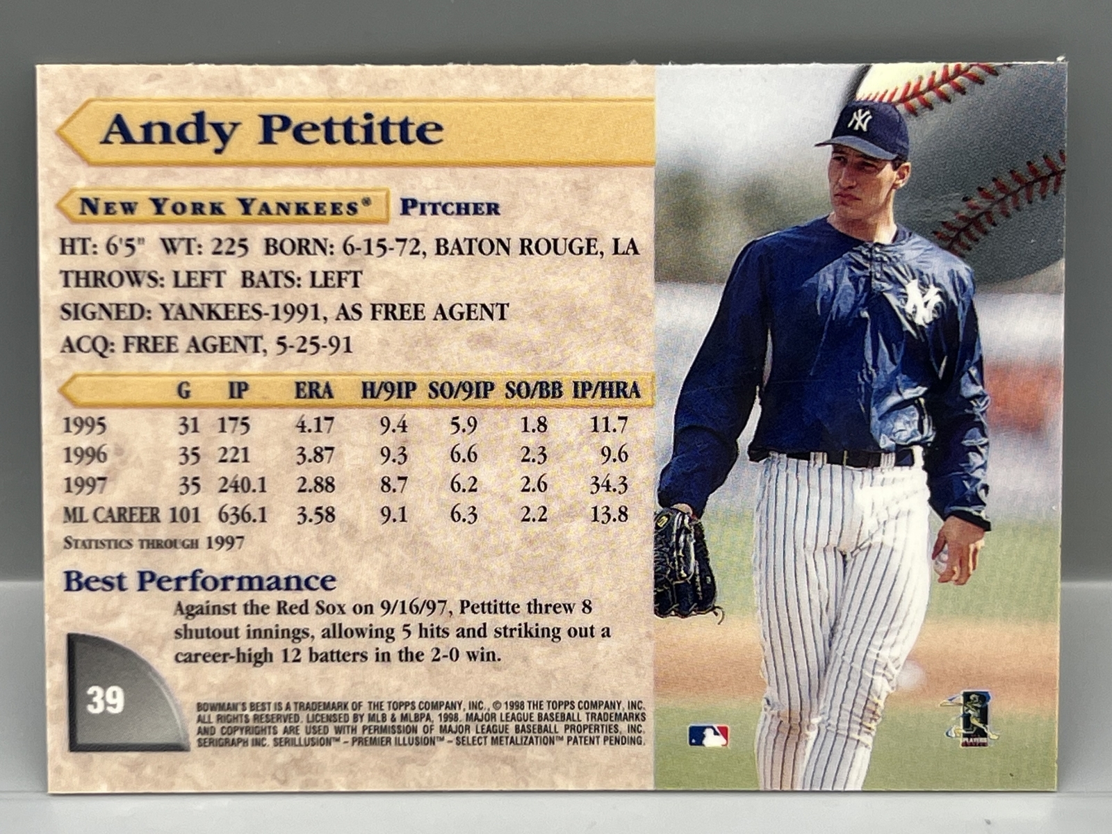 1998 Bowman's Best Andy Pettitte #39